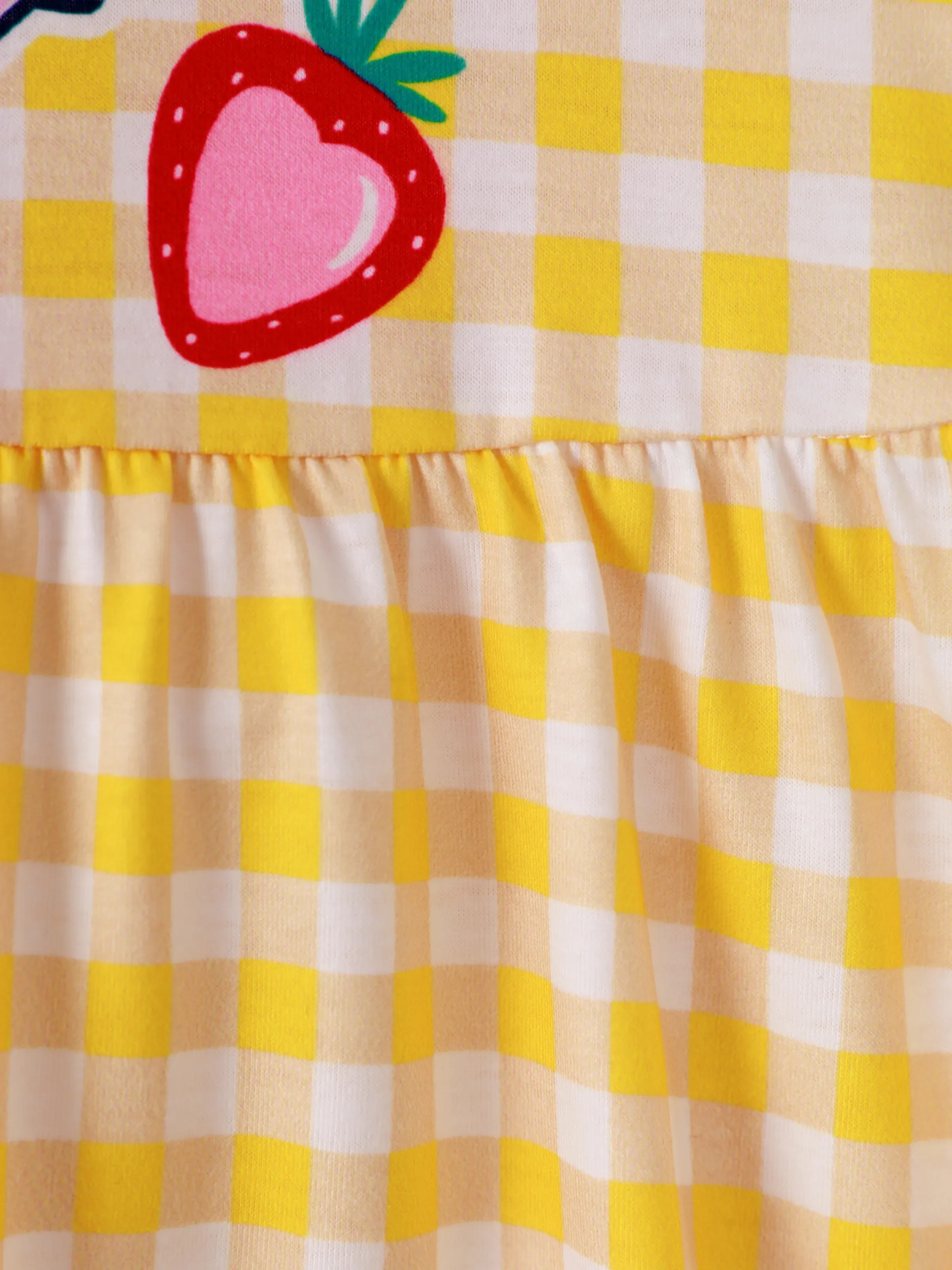 Peppa Pig Toddler Girl Summer Fruit/Grid/Stripe Pattern Dress Yellow - Image 7