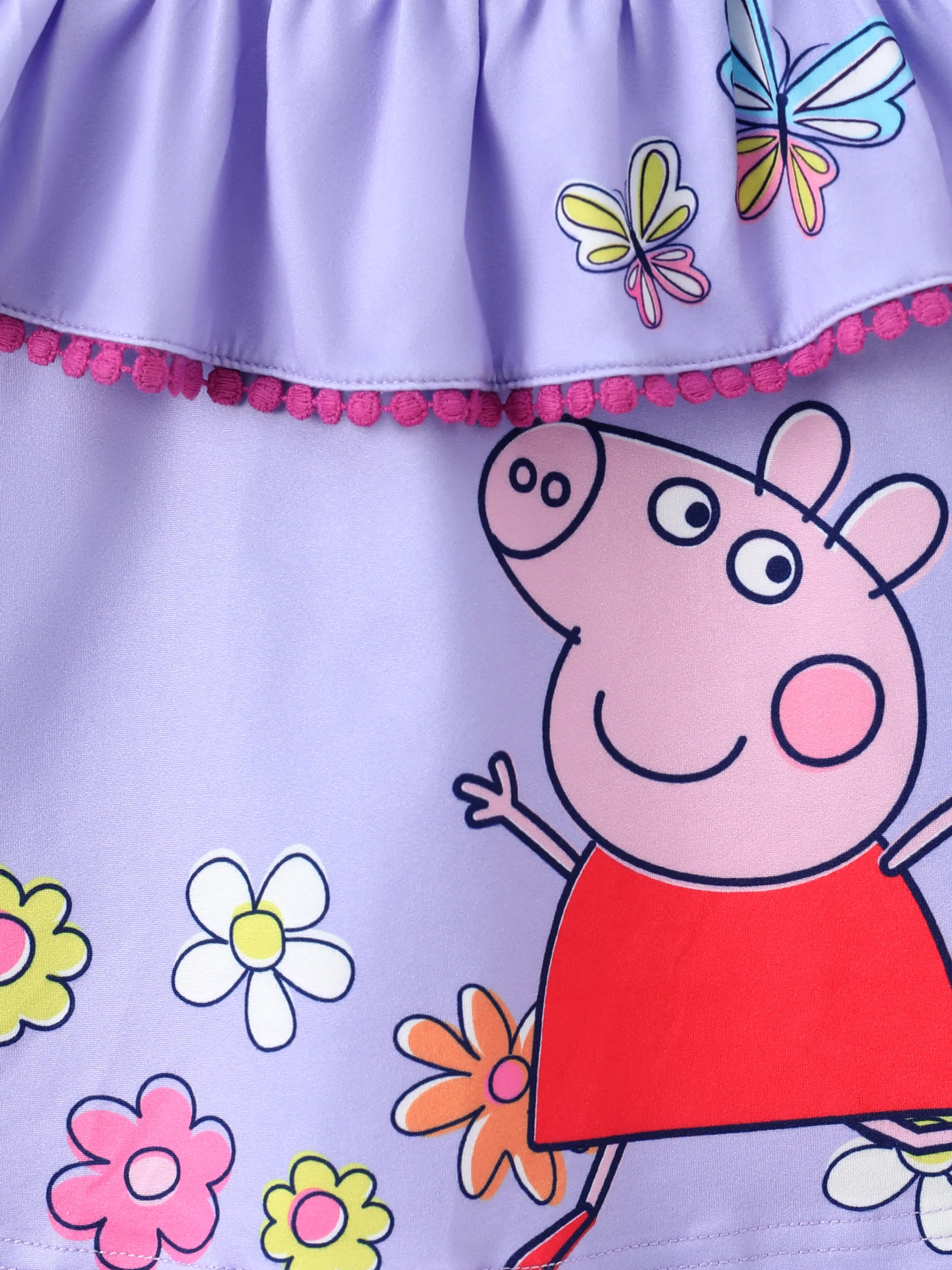 Peppa Pig Toddler Girl 2pcs Floral Butterfly Print Ruffled Sleeveless Top with Pants Set Purple - Image 2
