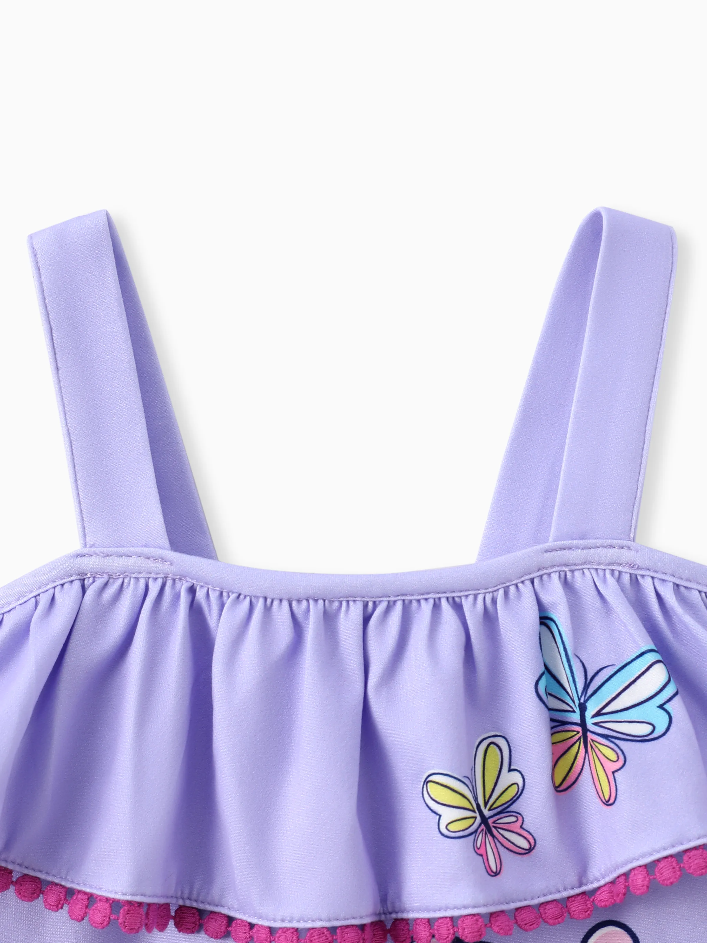 Peppa Pig Toddler Girl 2pcs Floral Butterfly Print Ruffled Sleeveless Top with Pants Set Purple - Image 4