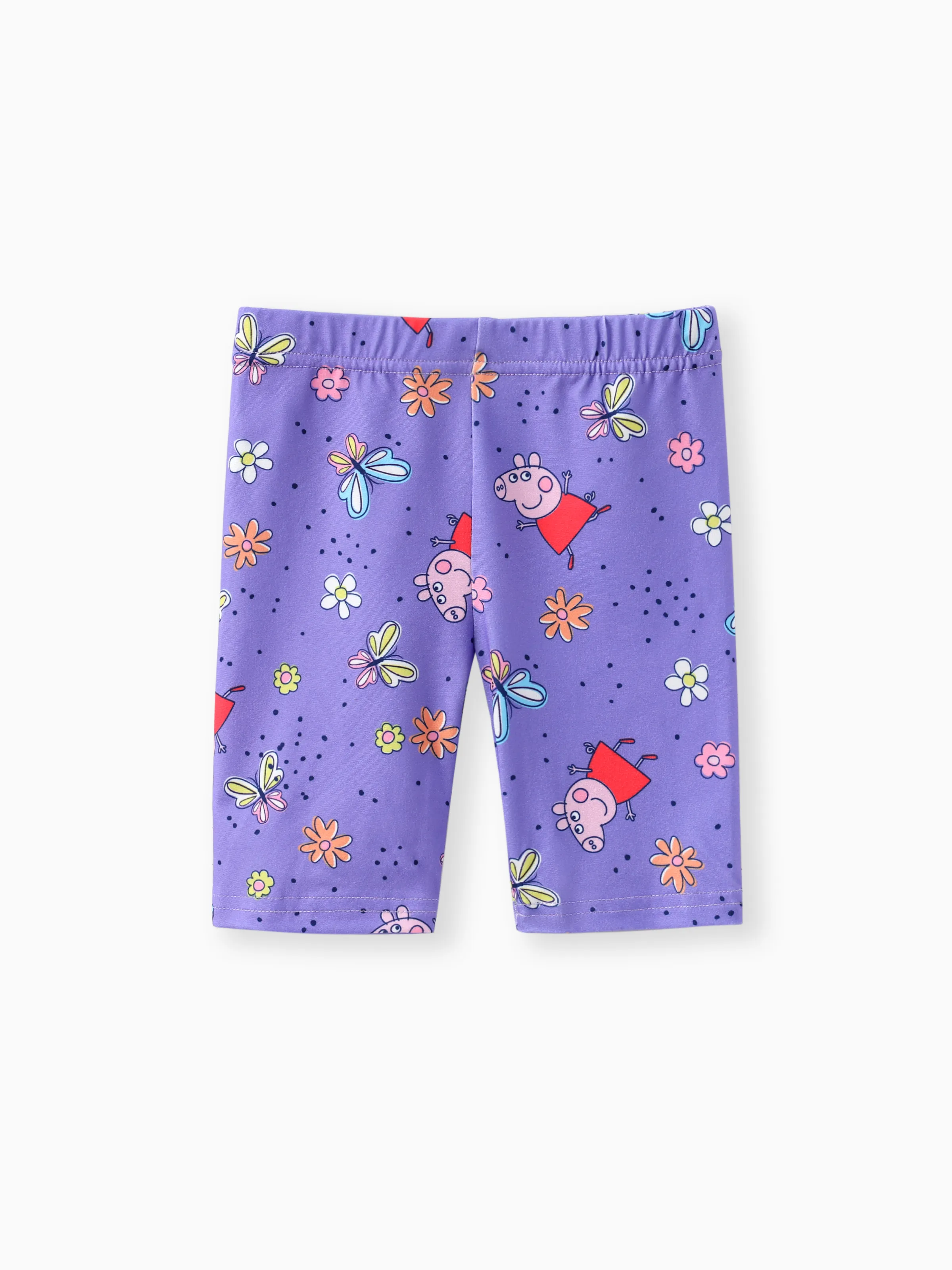 Peppa Pig Toddler Girl 2pcs Floral Butterfly Print Ruffled Sleeveless Top with Pants Set Purple - Image 7