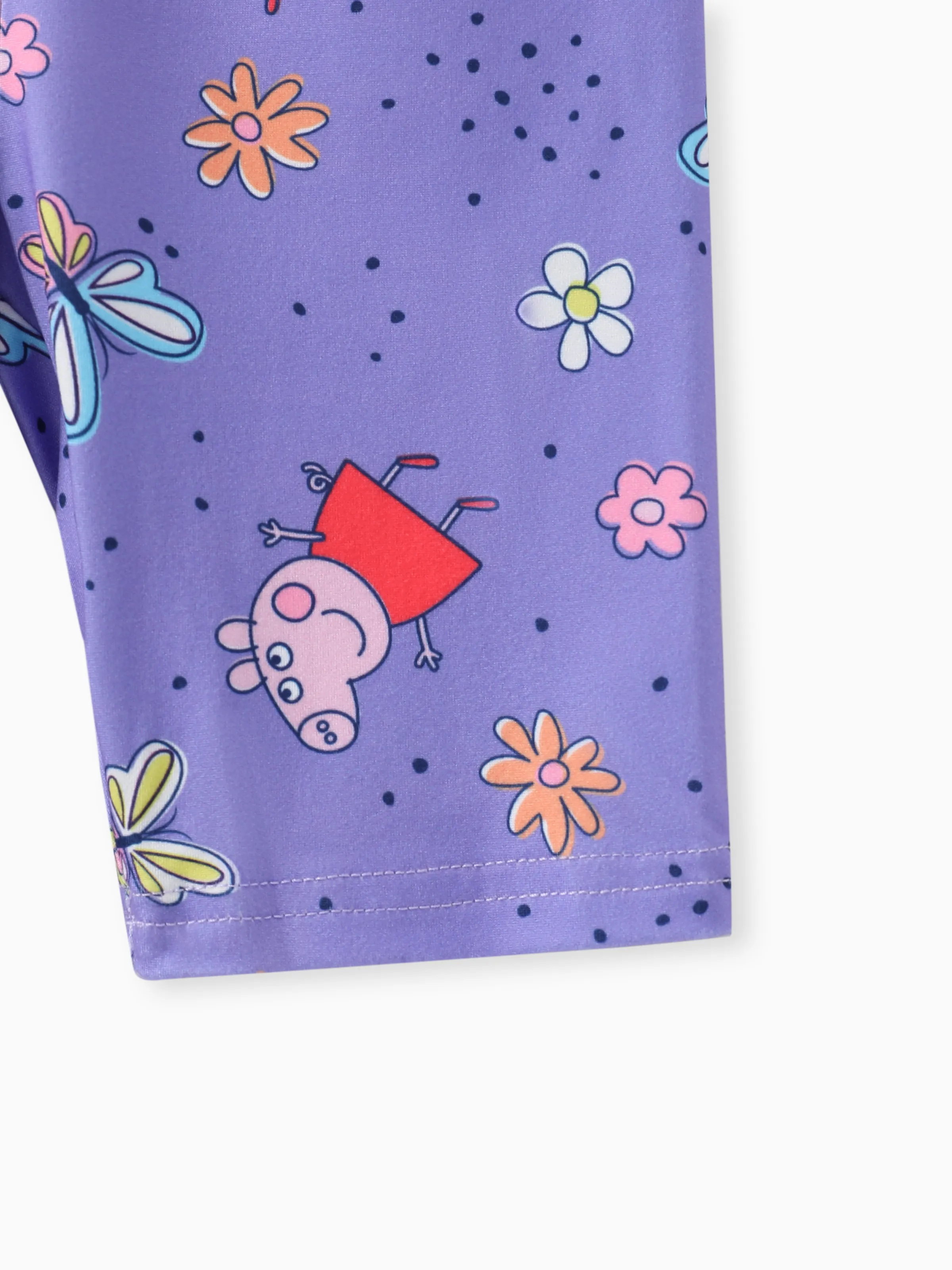 Peppa Pig Toddler Girl 2pcs Floral Butterfly Print Ruffled Sleeveless Top with Pants Set Purple - Image 9