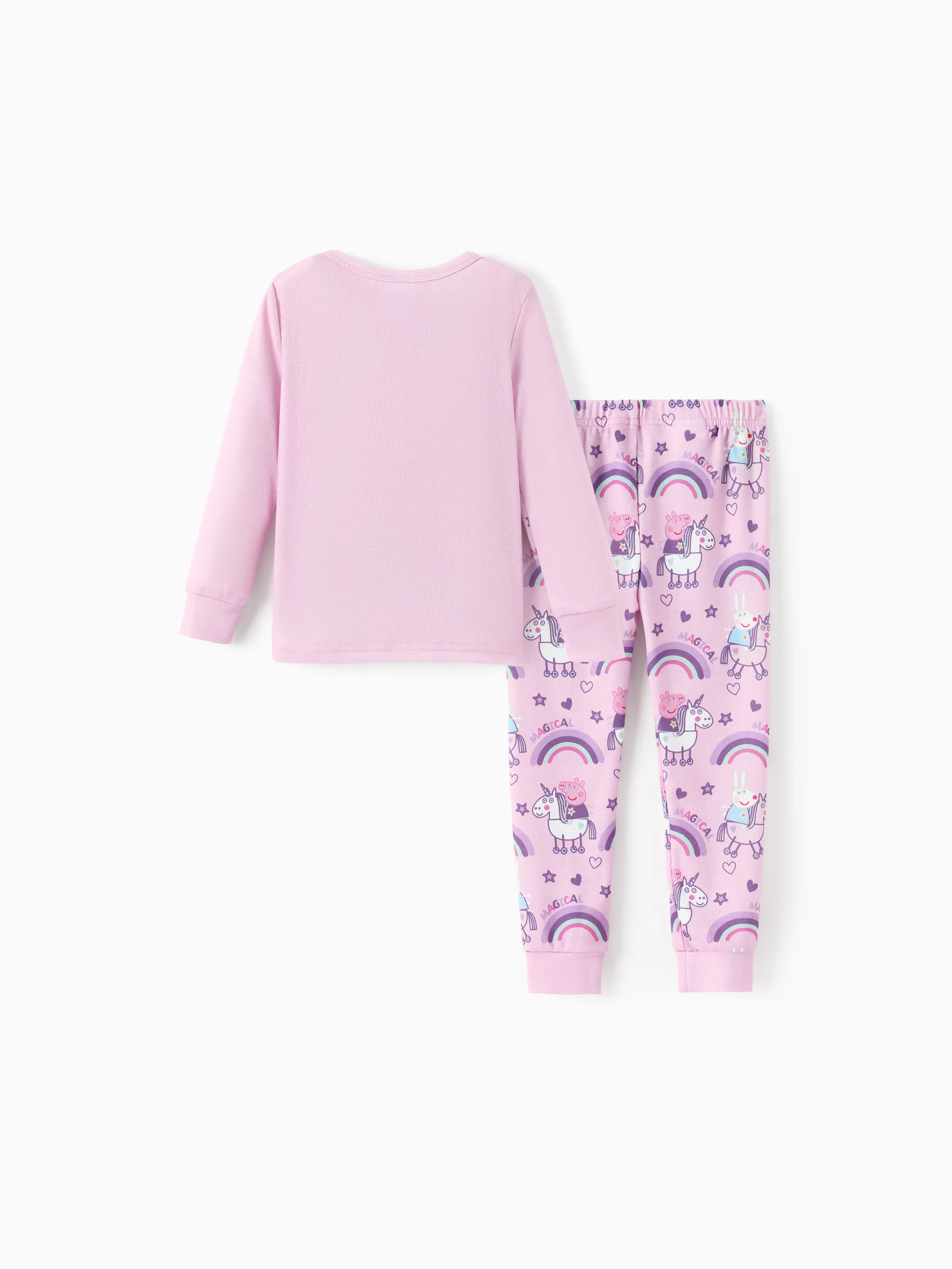 Peppa Pig Toddler Girls 2pcs Naia™ Dessert Print Long-sleeve Snug-Fitting Pajamas Set Light Pink - Image 3