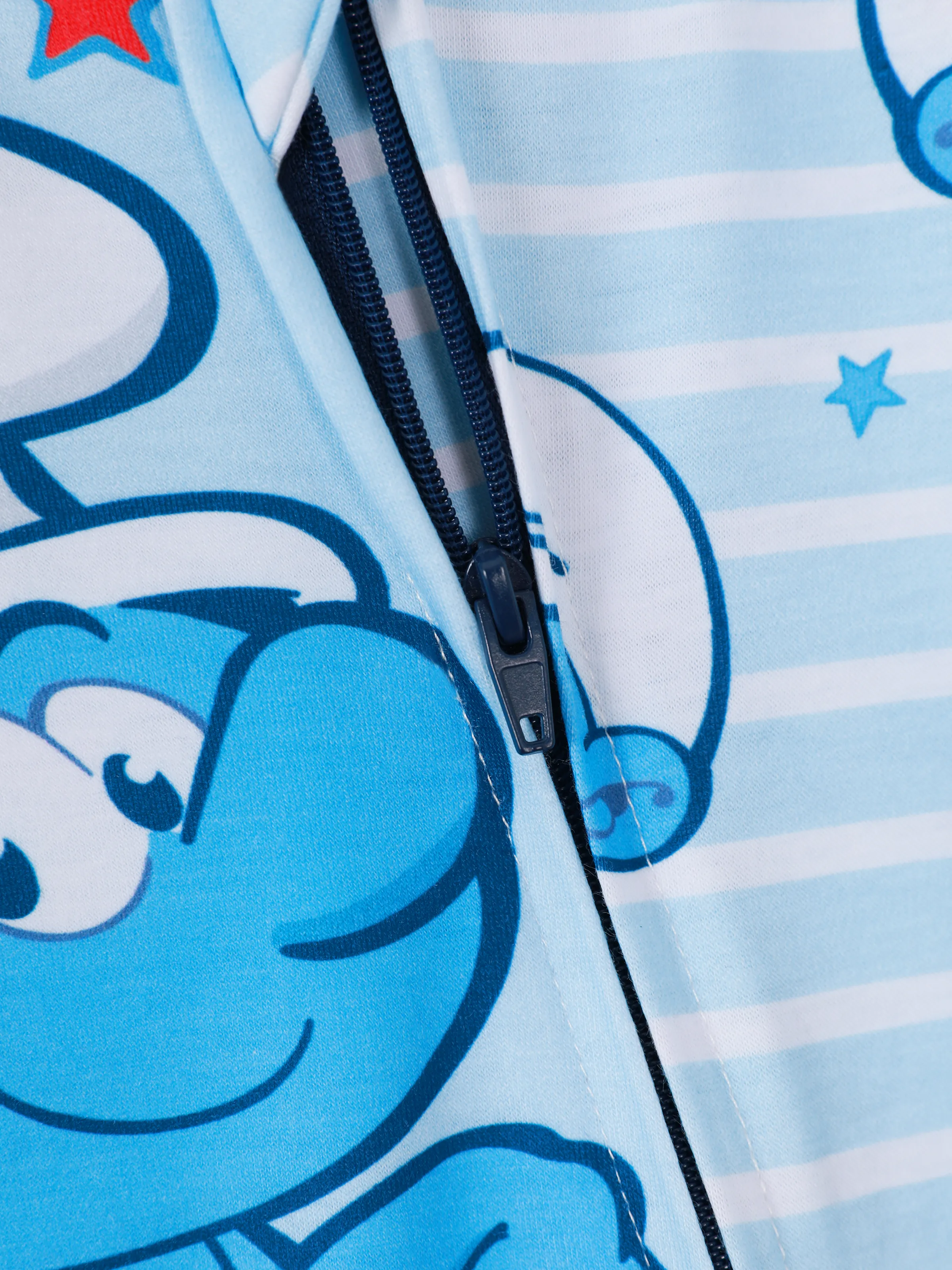 Smurfs Baby Boy Allover Print Striped Zipper Long-sleeve Jumpsuit Color block - Image 5