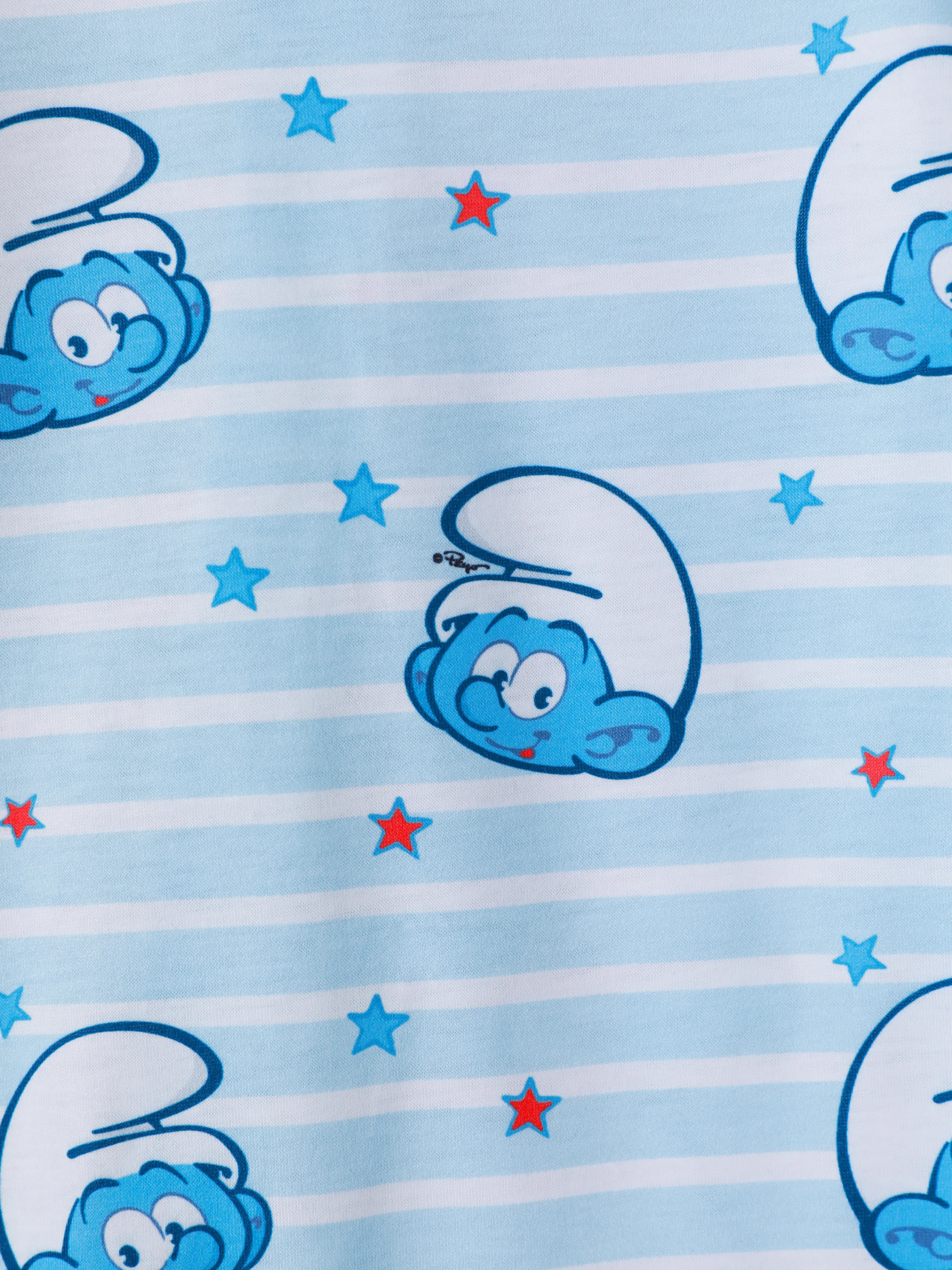 Smurfs Baby Boy Allover Print Striped Zipper Long-sleeve Jumpsuit Color block - Image 7