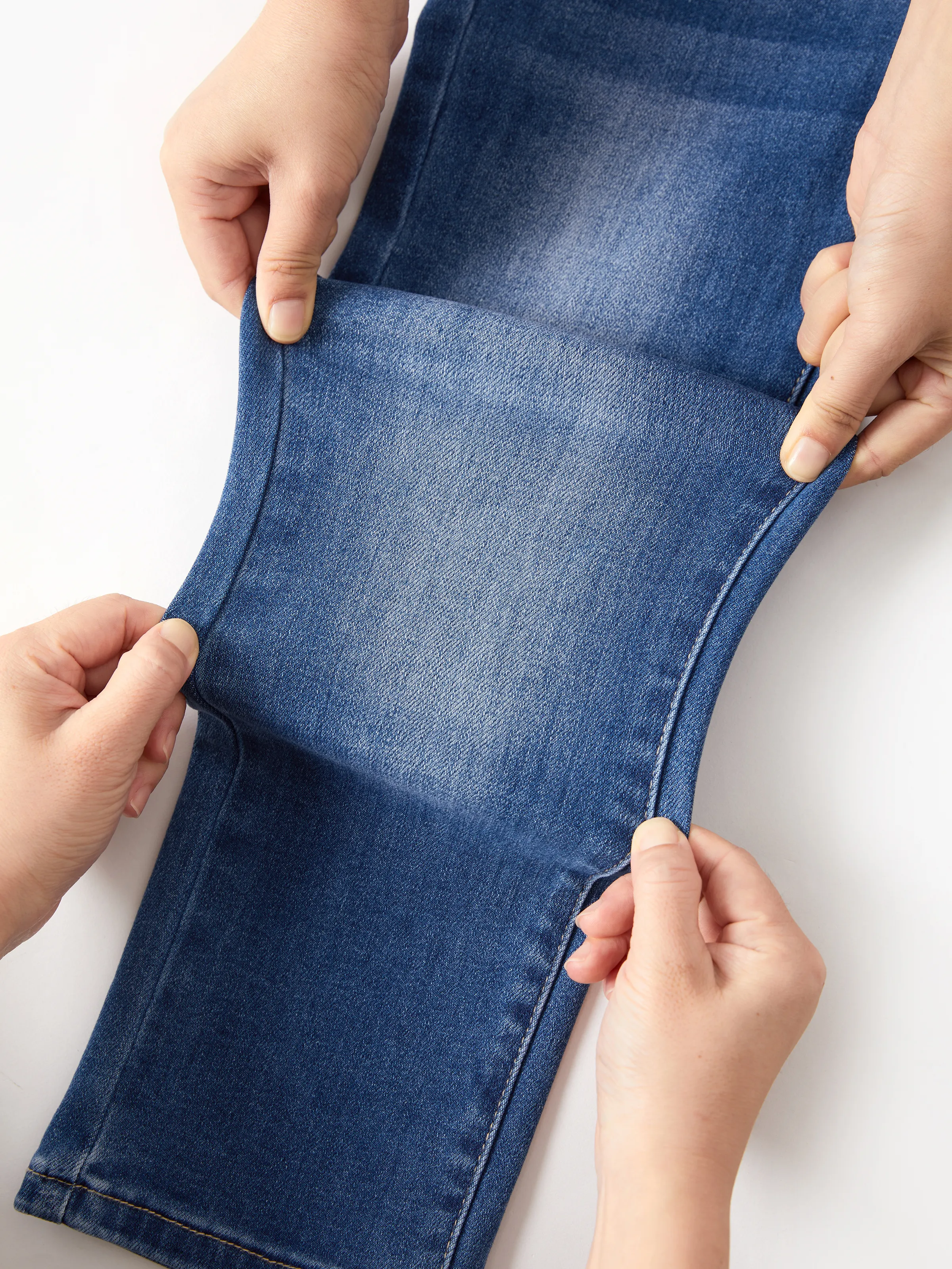 Solid Color Elastic Waist Soft Stretchy Comfortable Casual Jeans Cotton Bottoms with Pockets Blue - Image 13