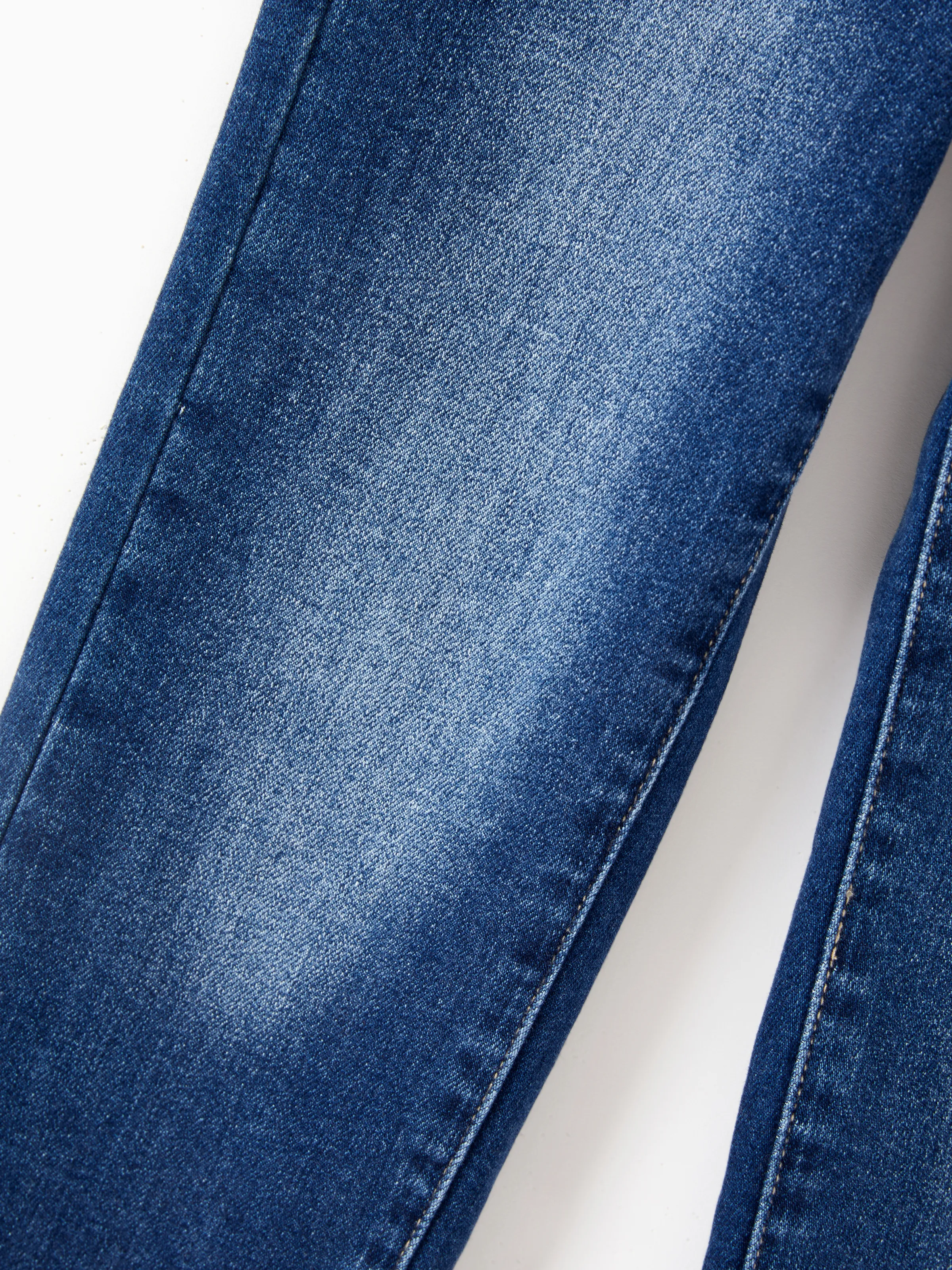 Solid Color Elastic Waist Soft Stretchy Comfortable Casual Jeans Cotton Bottoms with Pockets Deep Blue - Image 11