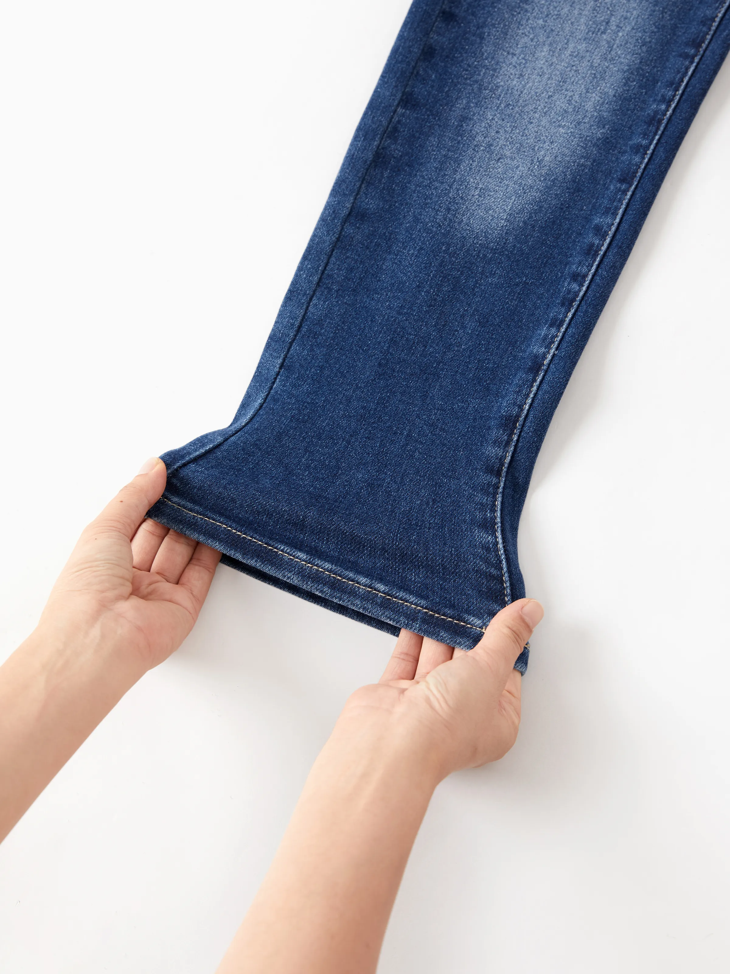 Solid Color Elastic Waist Soft Stretchy Comfortable Casual Jeans Cotton Bottoms with Pockets Deep Blue - Image 14