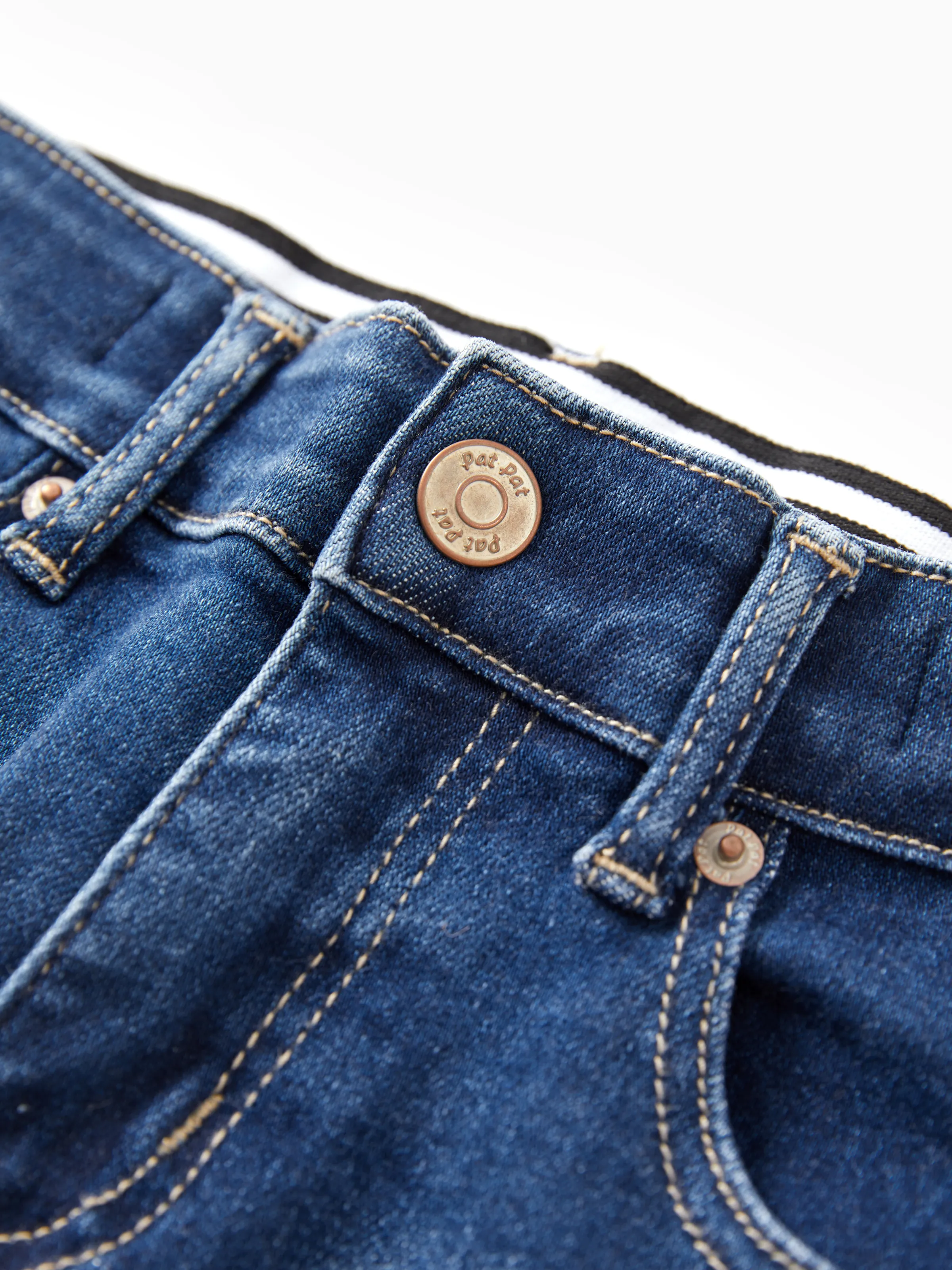 Solid Color Elastic Waist Soft Stretchy Comfortable Casual Jeans Cotton Bottoms with Pockets Deep Blue - Image 7