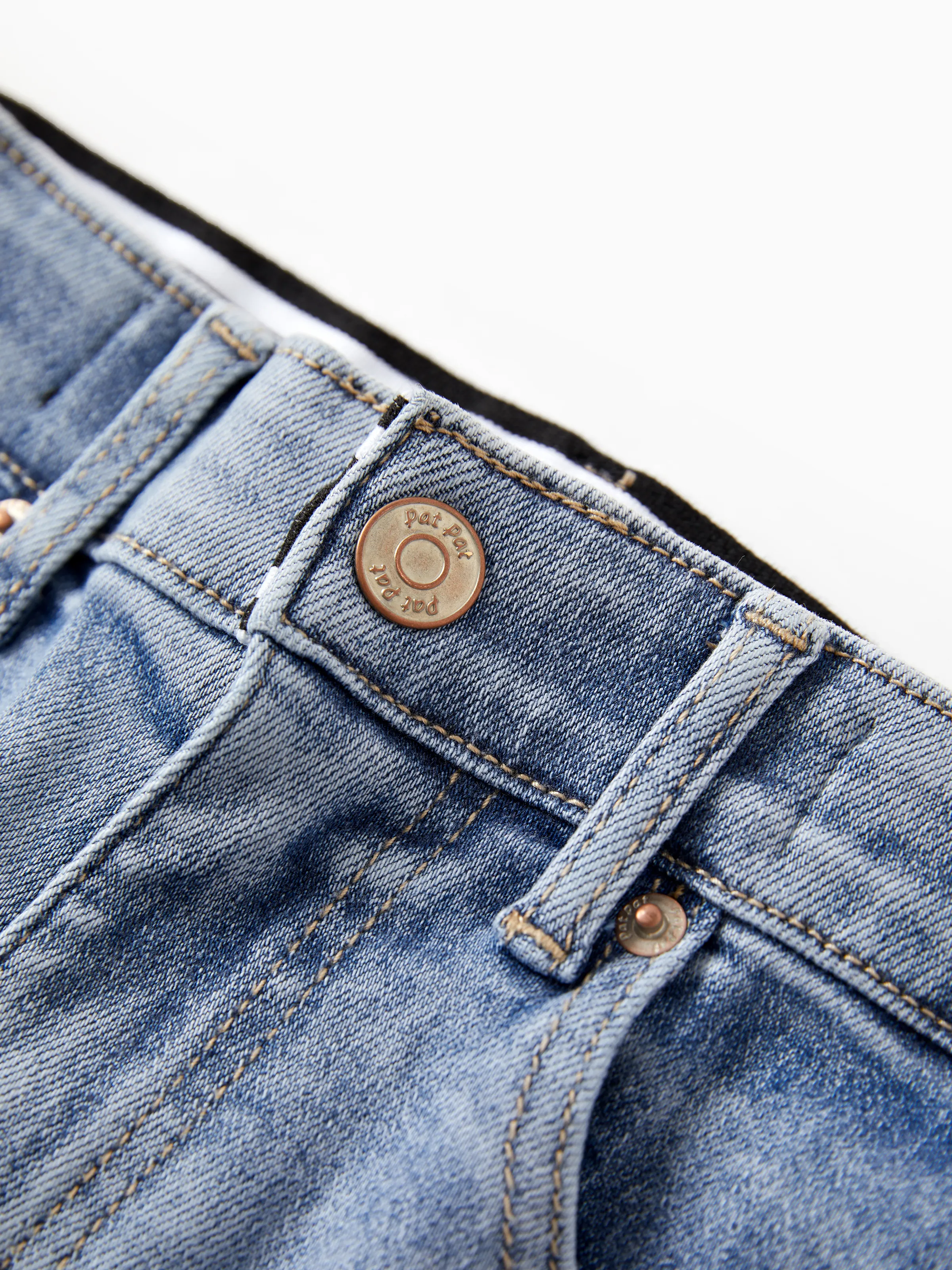 Solid Color Elastic Waist Soft Stretchy Comfortable Casual Jeans Cotton Bottoms with Pockets Light Blue - Image 10