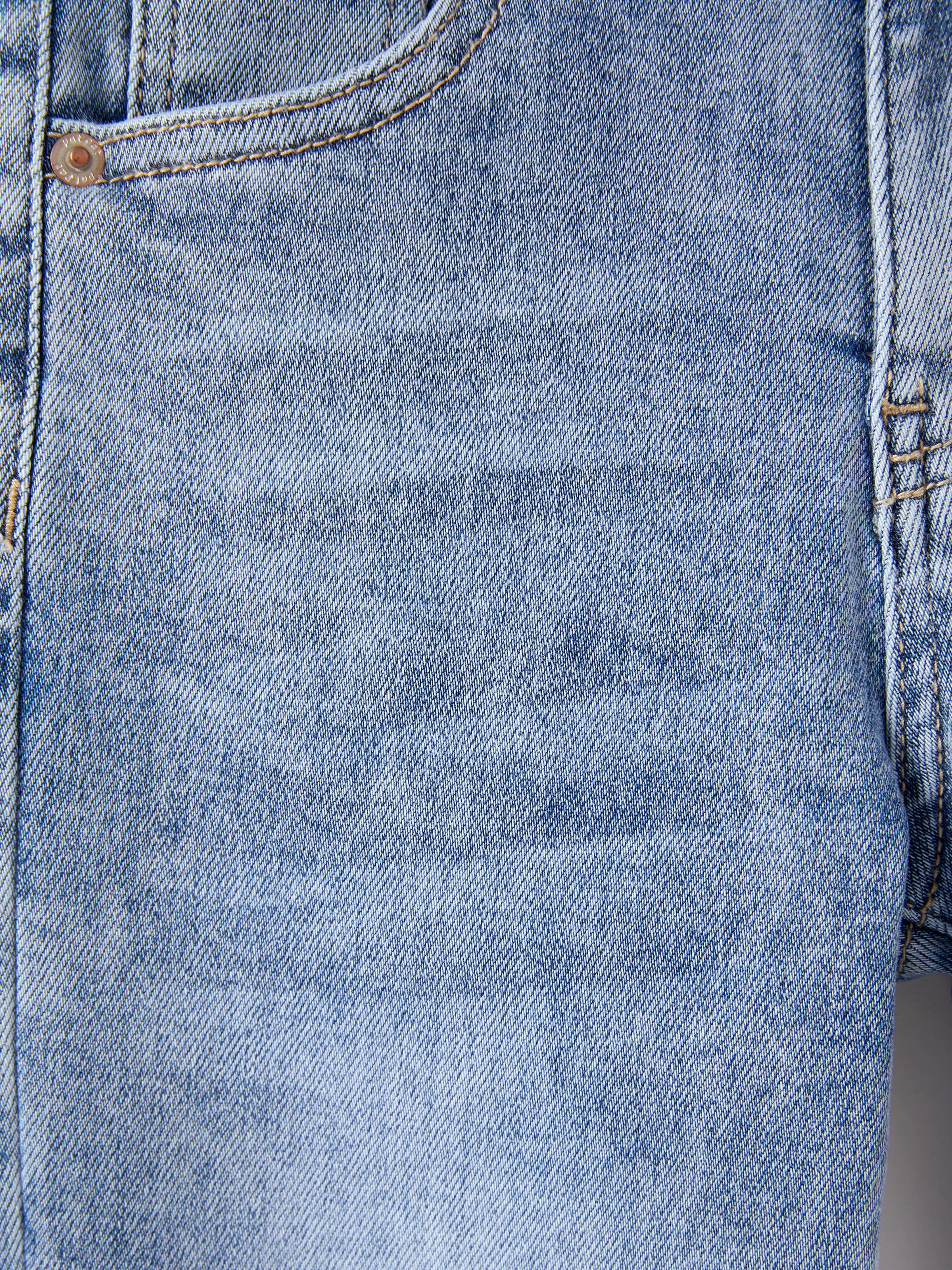 Solid Color Elastic Waist Soft Stretchy Comfortable Casual Jeans Cotton Bottoms with Pockets Light Blue - Image 12