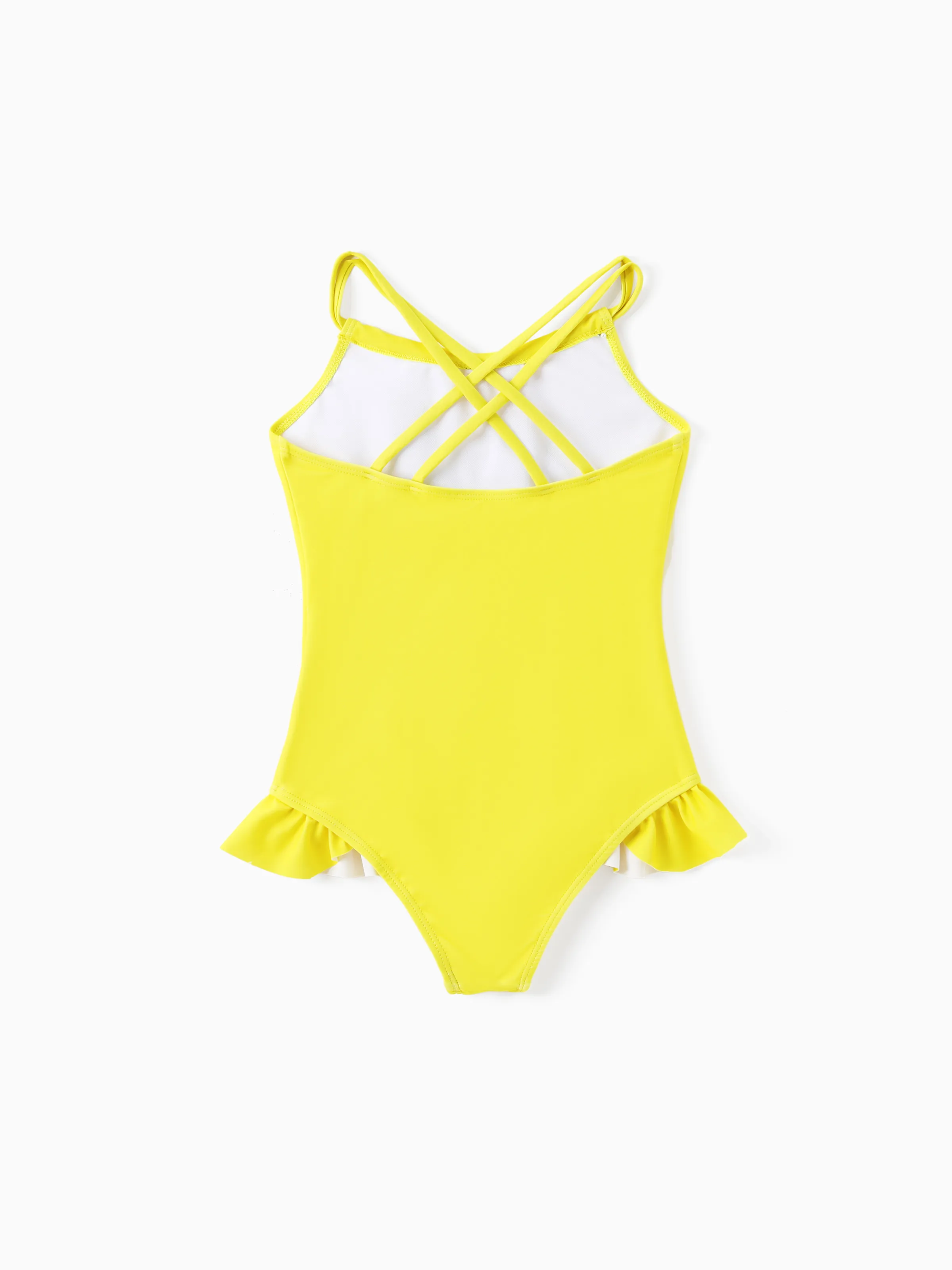 SpongeBob SquarePants Toddler/Kid Girl 1pcs Character Gradient Print Ruffle-hem One-piece UPF 50+ Swimsuit Yellow - Image 3