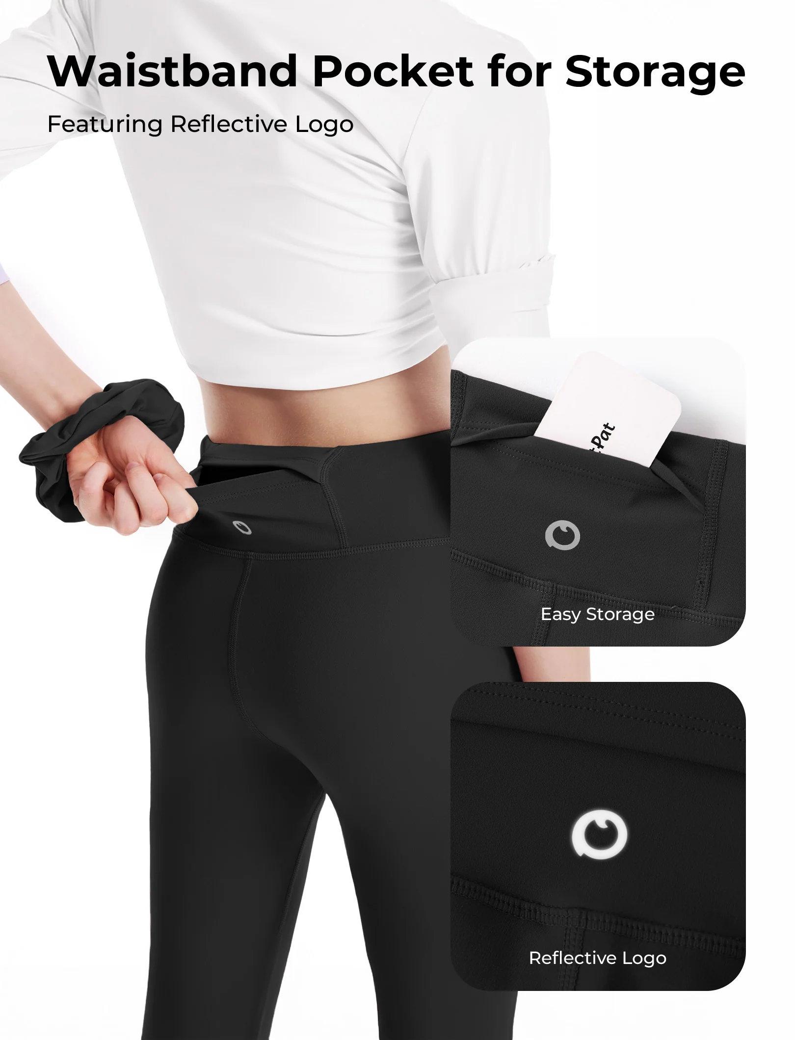 Girl's Leggings High-Waist Flared Yoga Pants with Complimentary Matching Scrunchie Black - Image 5