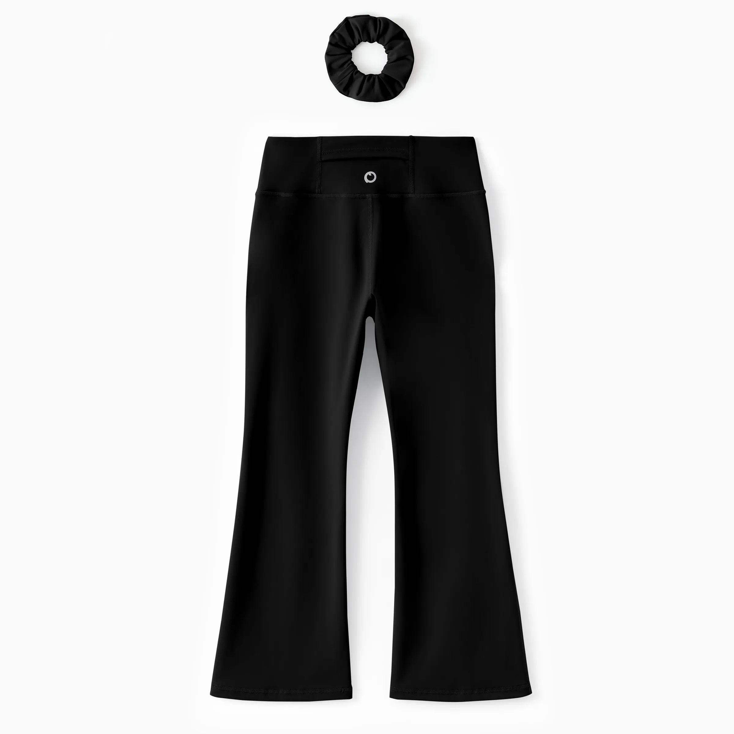 Girl's Leggings High-Waist Flared Yoga Pants with Complimentary Matching Scrunchie Black - Image 9