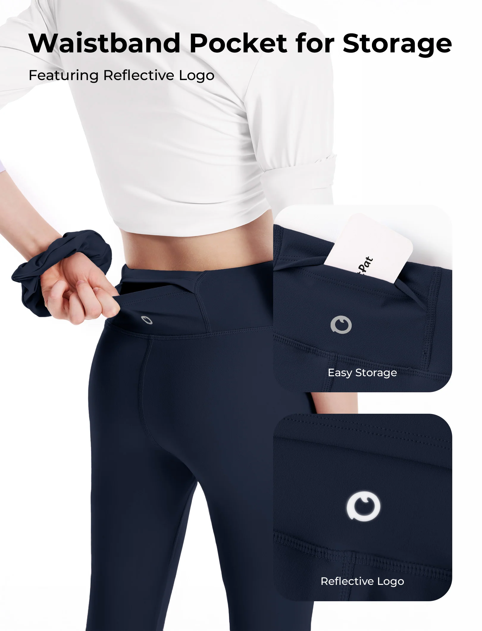 Girl's Leggings High-Waist Flared Yoga Pants with Complimentary Matching Scrunchie Deep Blue - Image 5