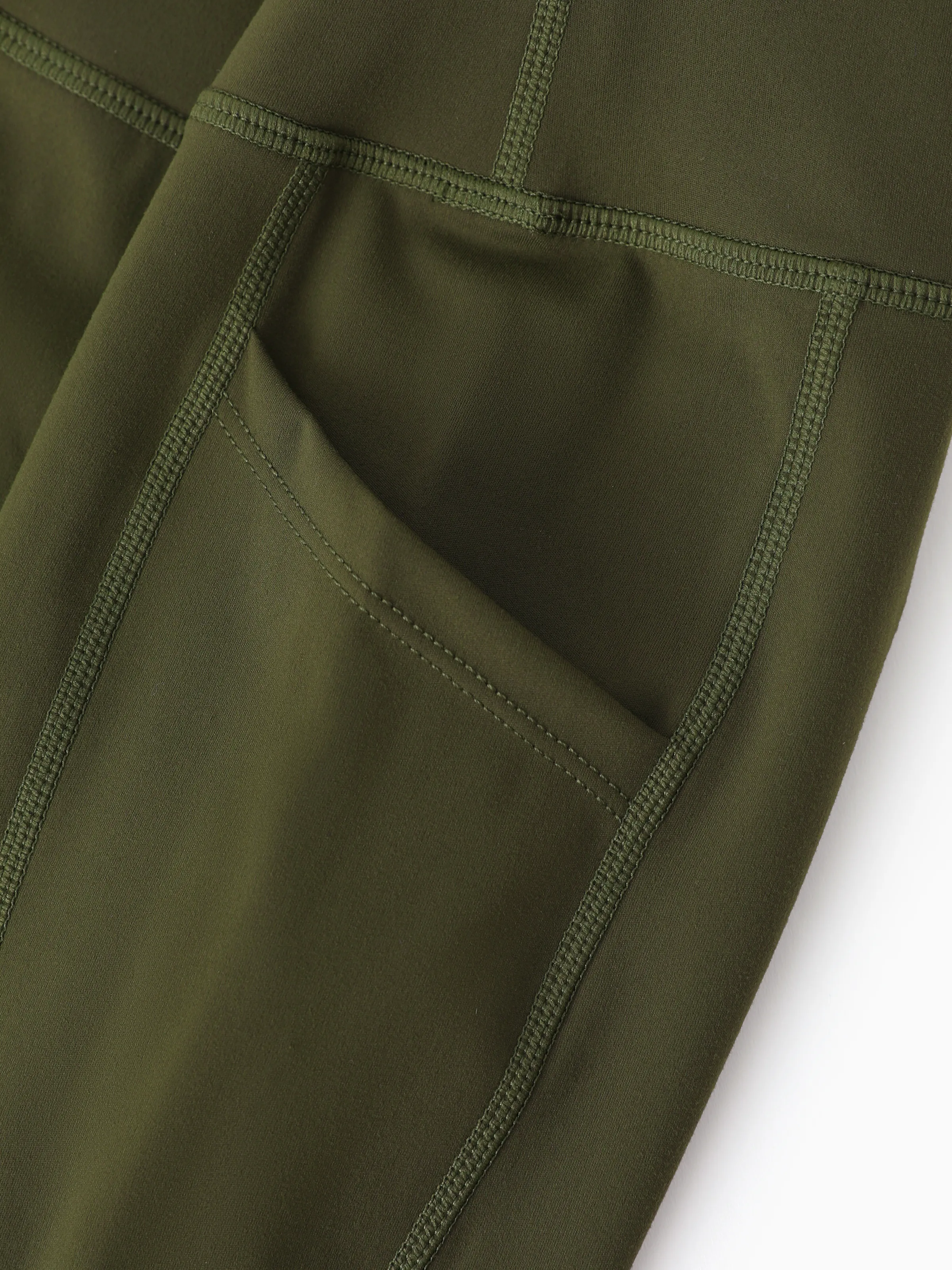 Girl's Leggings High-Waist Yoga Pants Solid Color Leggings with Complimentary Matching Scrunchie Army green - Image 12