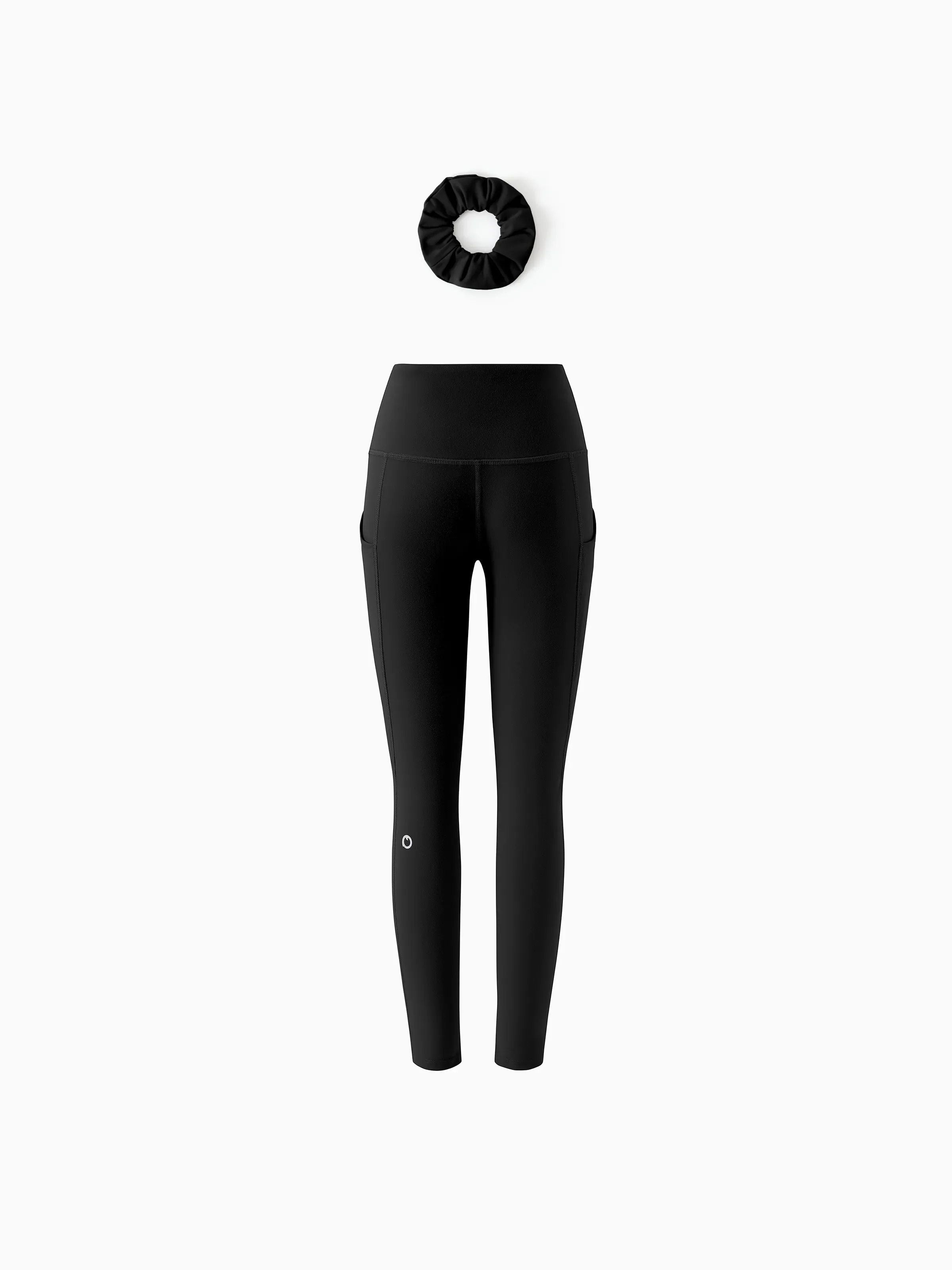 Girl's Leggings High-Waist Yoga Pants Solid Color Leggings with Complimentary Matching Scrunchie Black - Image 3