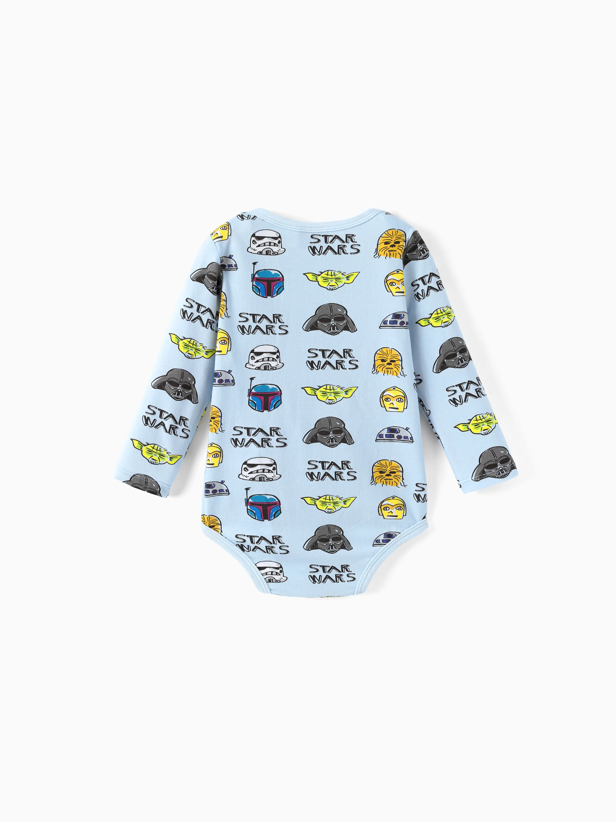 Star Wars Baby Boy 2pcs Yoda/Darth Vader/R2-D2/C-3PO Childlike Character Graphic Longsleeves Bodysuit and Pants Sets Light Blue - Image 5
