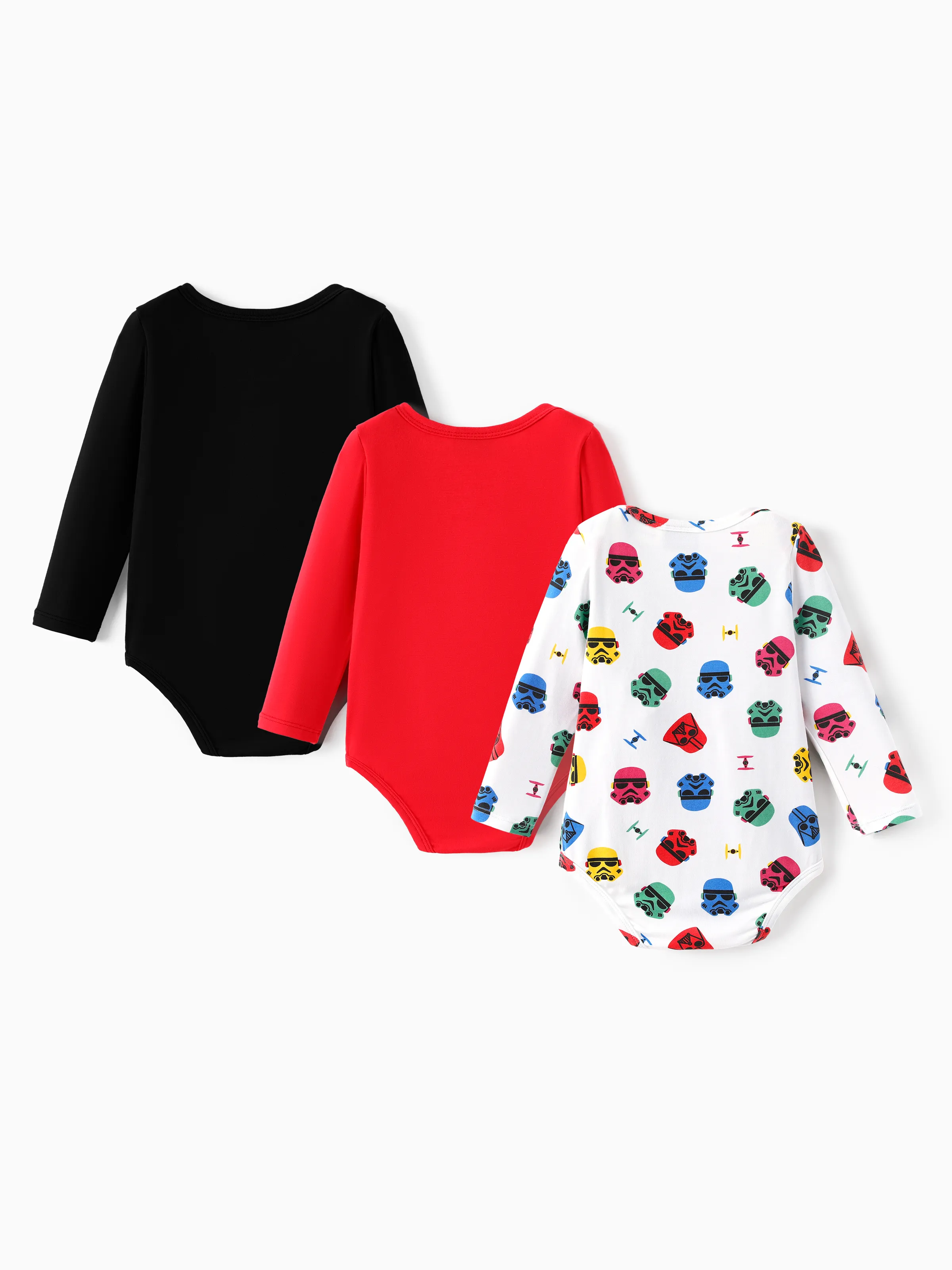 Star Wars Baby Boy 3pcs Childlike Round Neckline Longsleeves Rompers Multi-color - Image 3