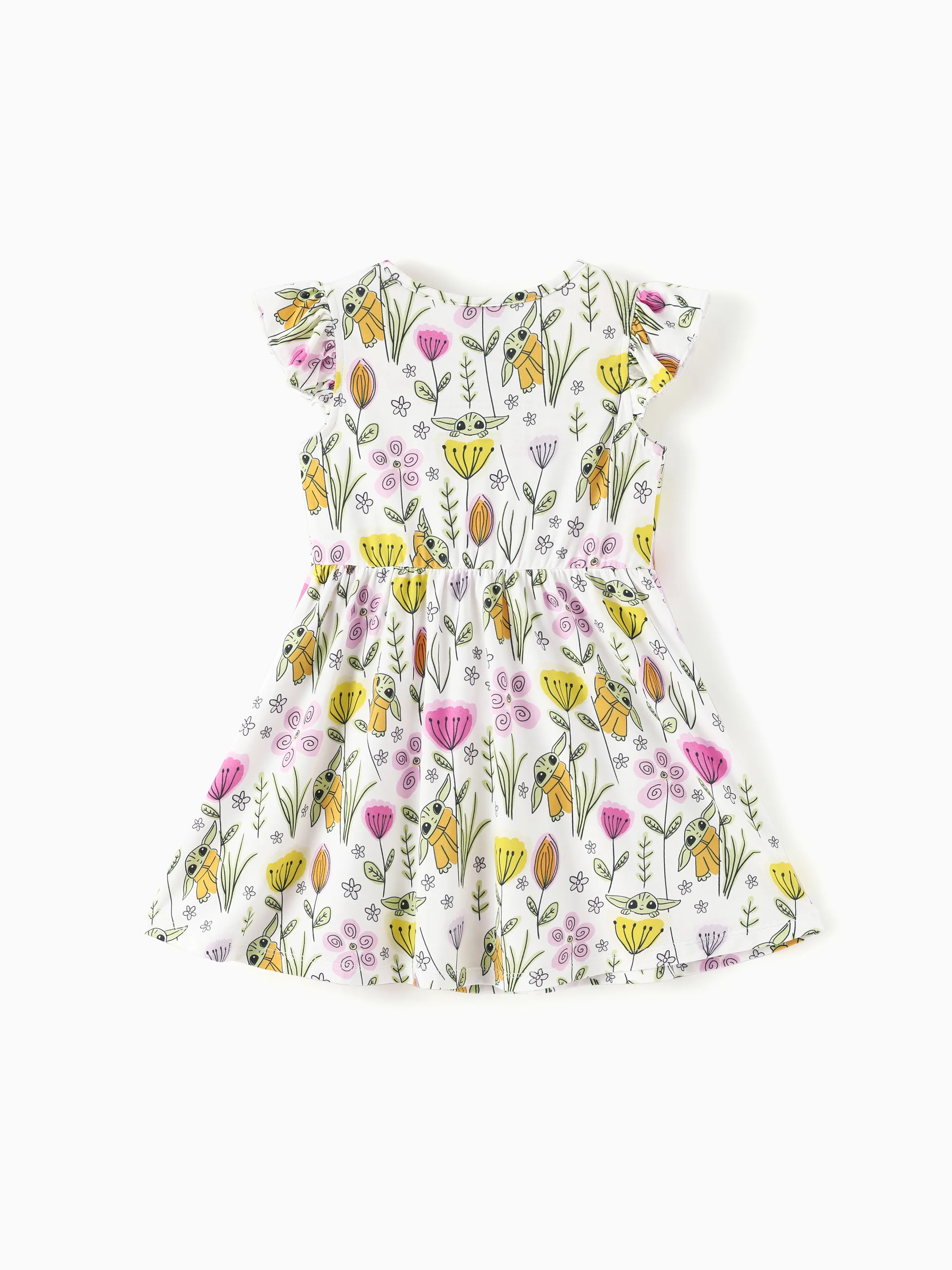Star Wars Baby Girl Grogu Smocked Bodice Allover Print Dress/Bodysuit Hot Pink - Image 11