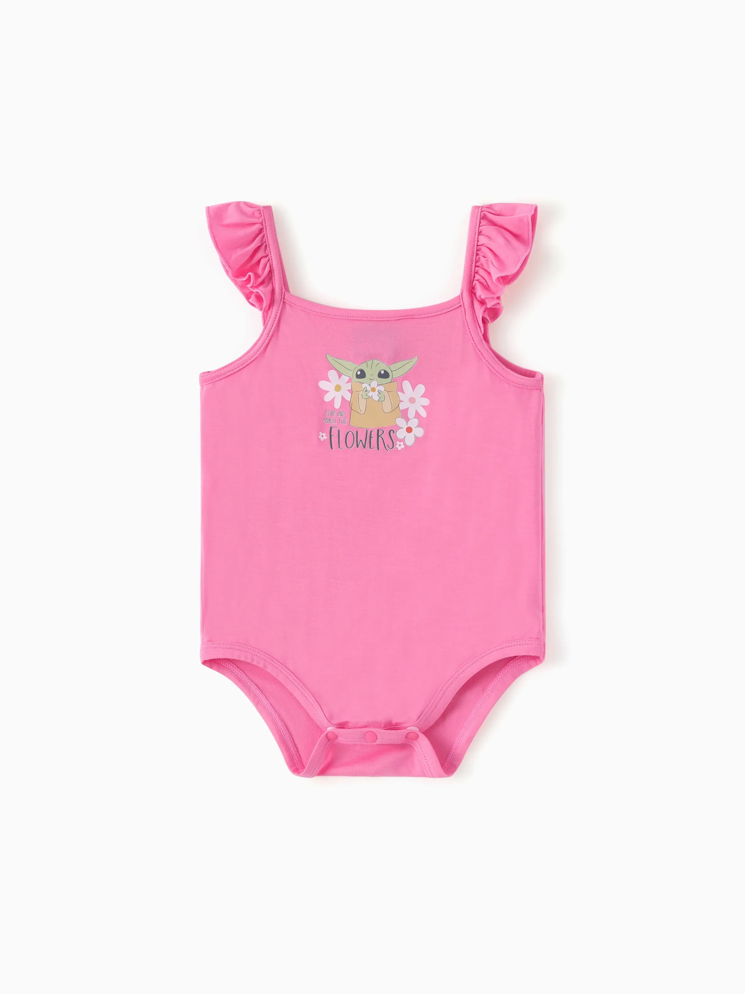 Star Wars Baby Girl Grogu Smocked Bodice Allover Print Dress/Bodysuit Hot Pink - Image 4