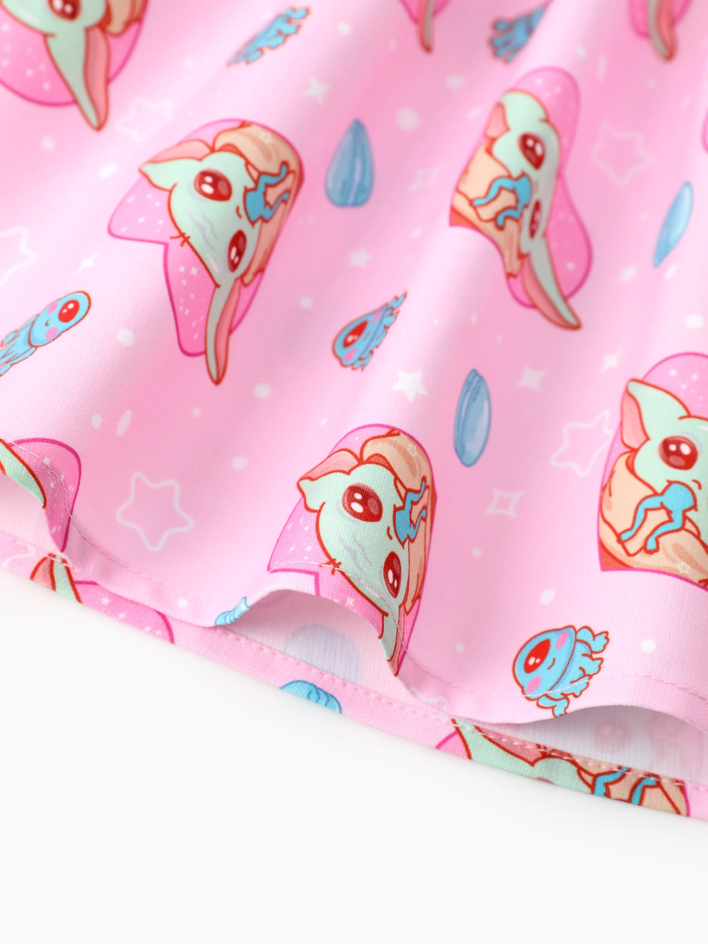 Star Wars Toddler/Kid Girl Grogu Smocked Bodice Allover Print Dress Pink - Image 5