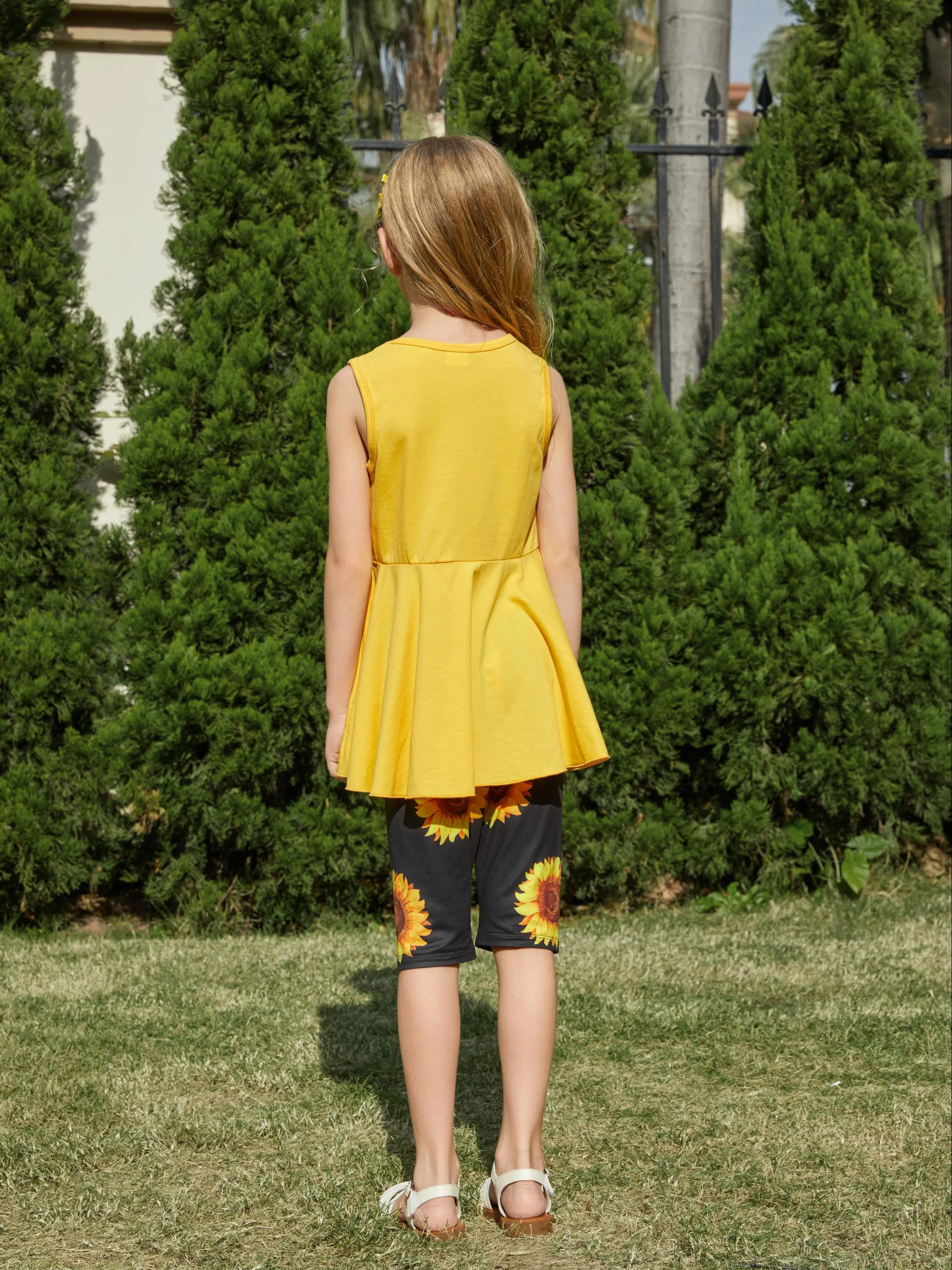 Toddler/Kid Girl 2pcs Tunie Top and Leggings Set Yellow - Image 5