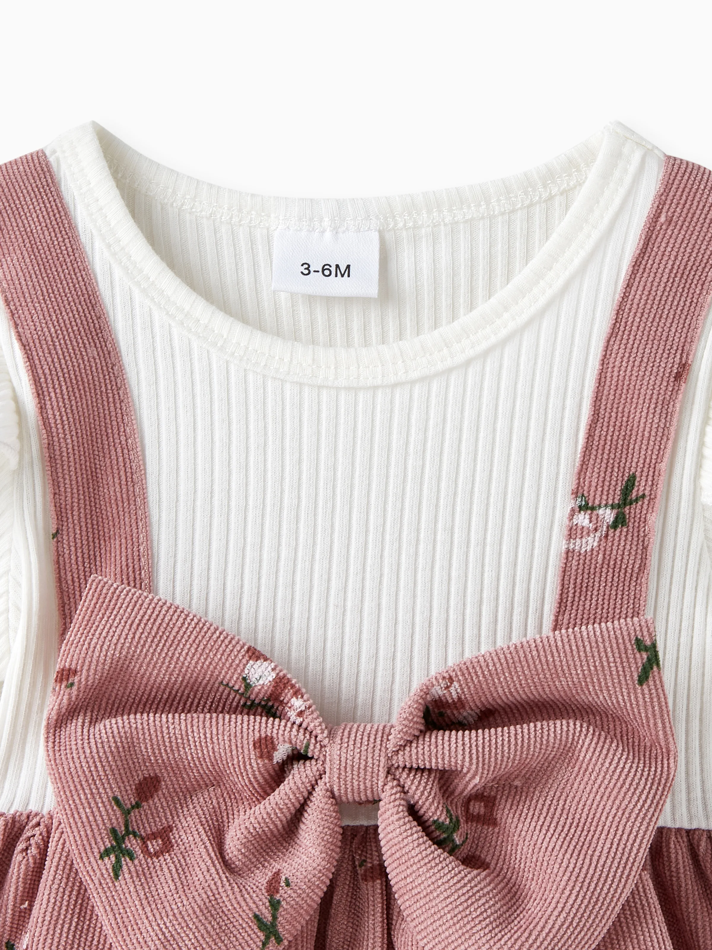 Baby Girl Sweet Dress with Flutter Sleeve and Broken Flower Pattern Pink - Image 5