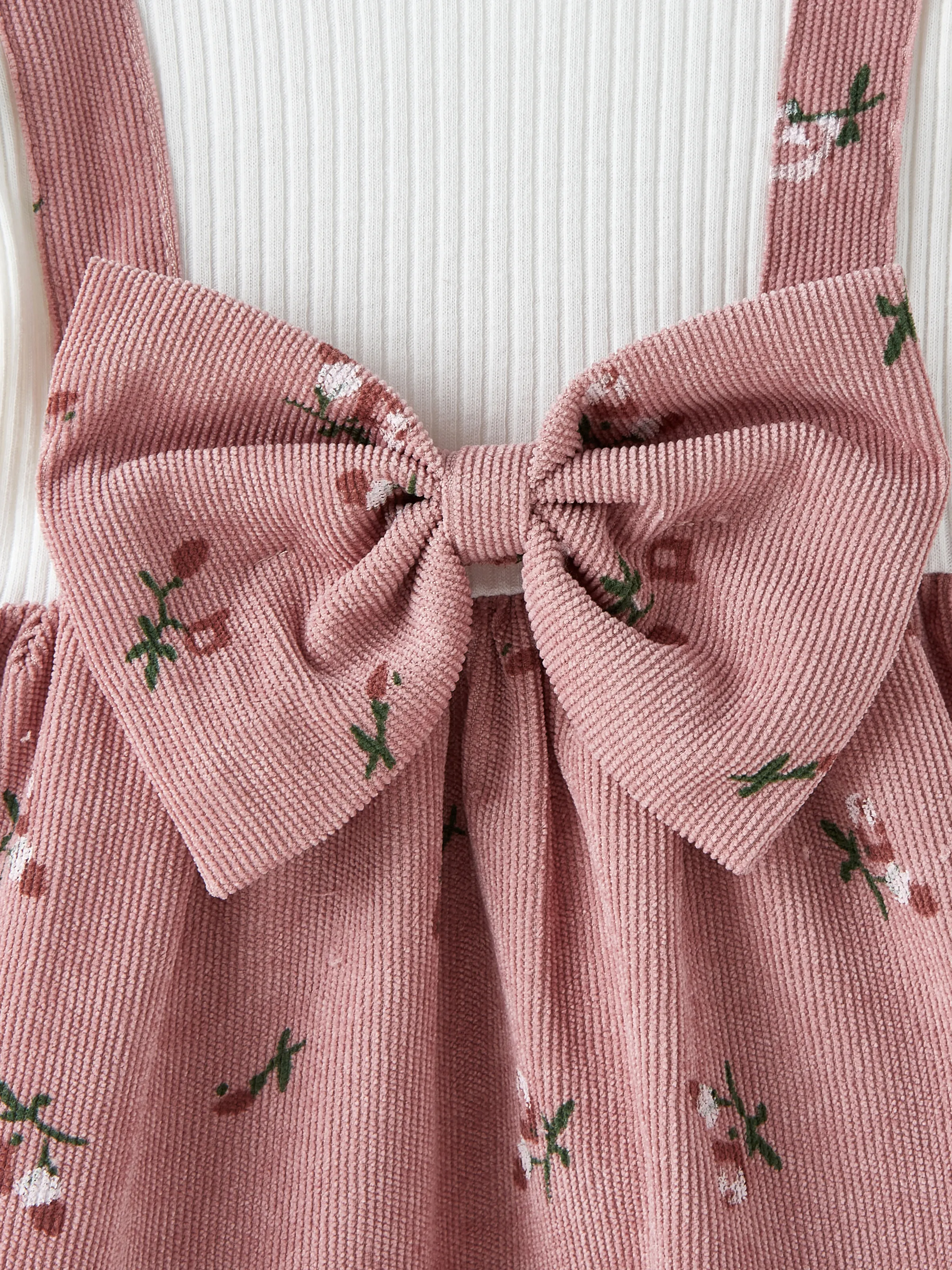 Baby Girl Sweet Dress with Flutter Sleeve and Broken Flower Pattern Pink - Image 7