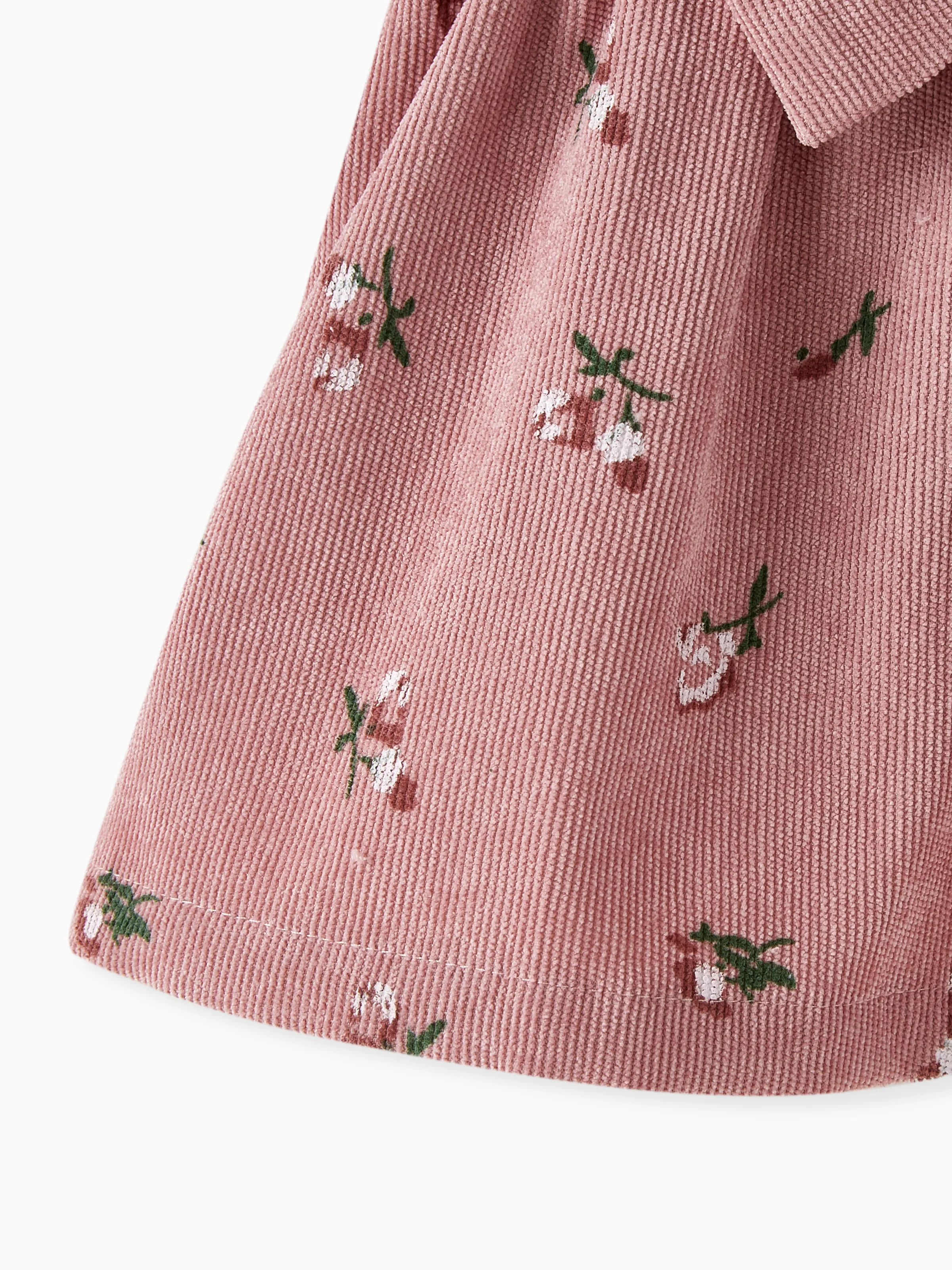Baby Girl Sweet Dress with Flutter Sleeve and Broken Flower Pattern Pink - Image 8