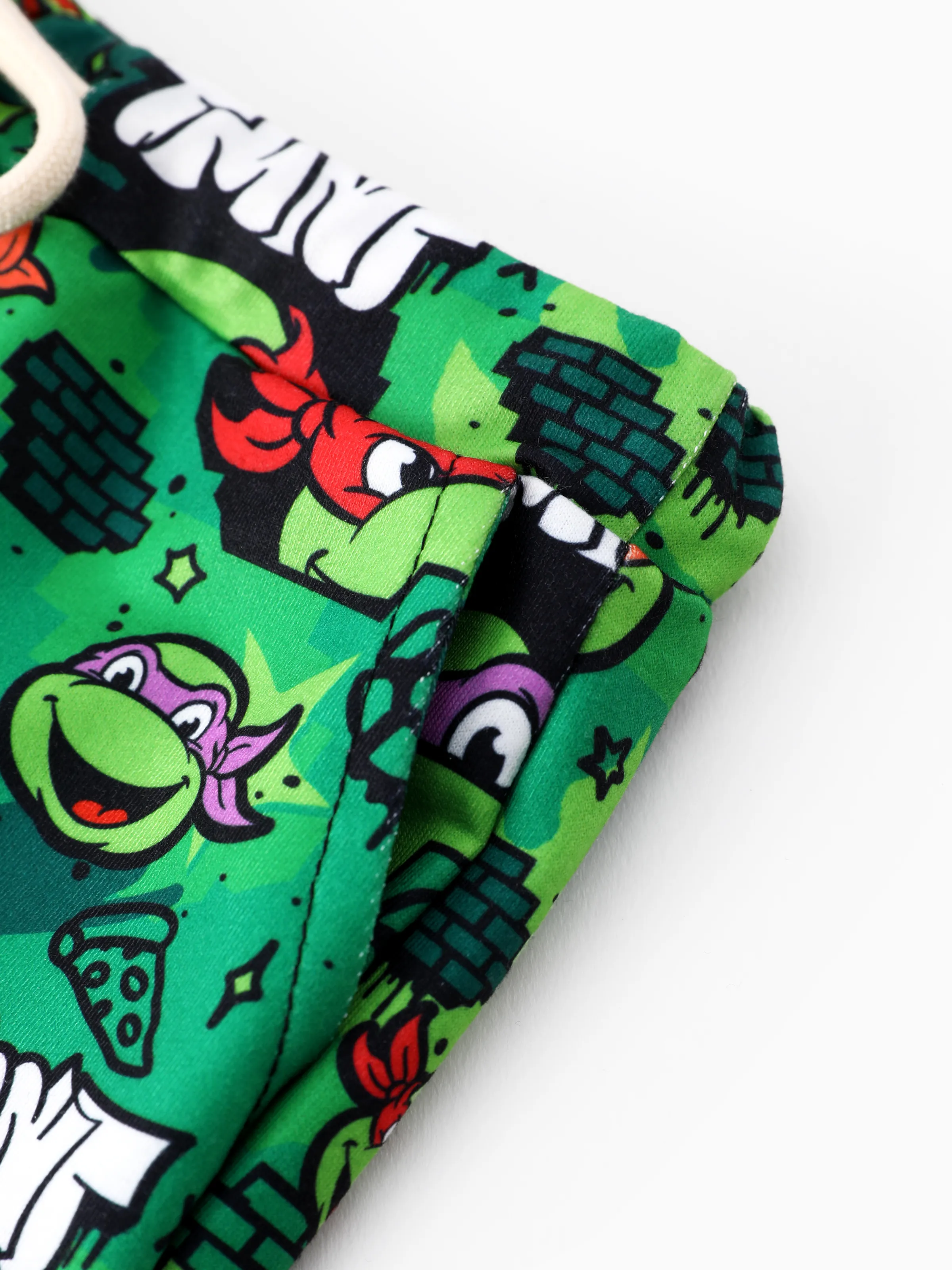 Teenage Mutant Ninja Turtle Toddler/Kid Boy 2pcs Cotton TMNT Character Streetwear Graffiti Print Short-sleeve Top And Shorts Set Green - Image 8