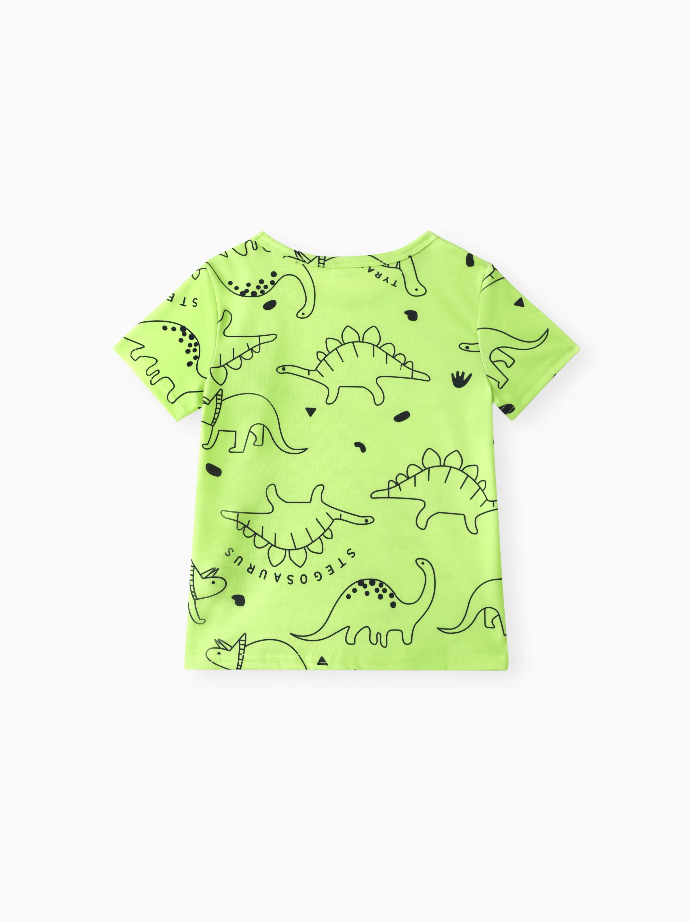 Toddler Boy Animal Dinosaur Print Short-sleeve Tee LemonGreen - Image 2