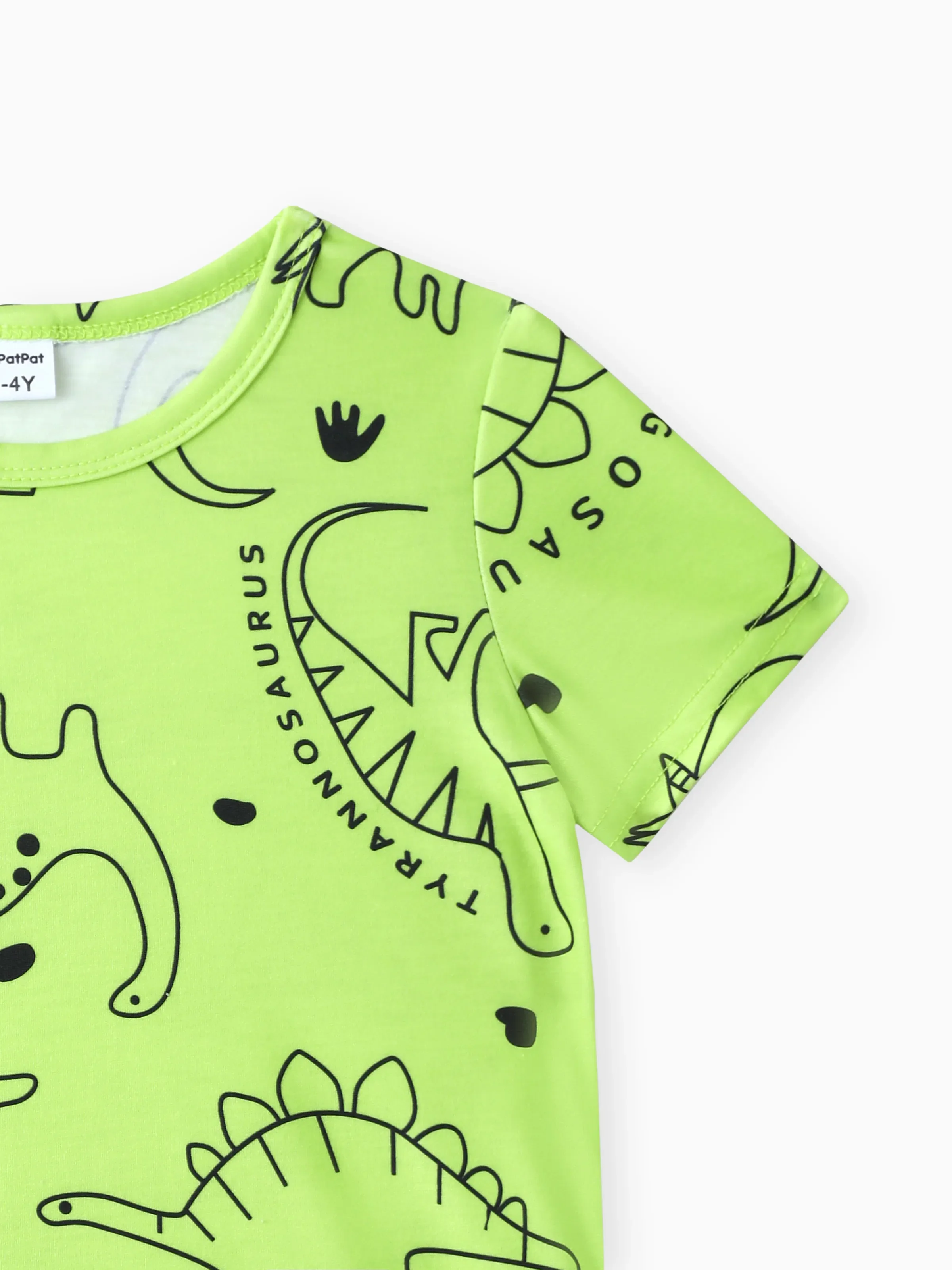 Toddler Boy Animal Dinosaur Print Short-sleeve Tee LemonGreen - Image 4