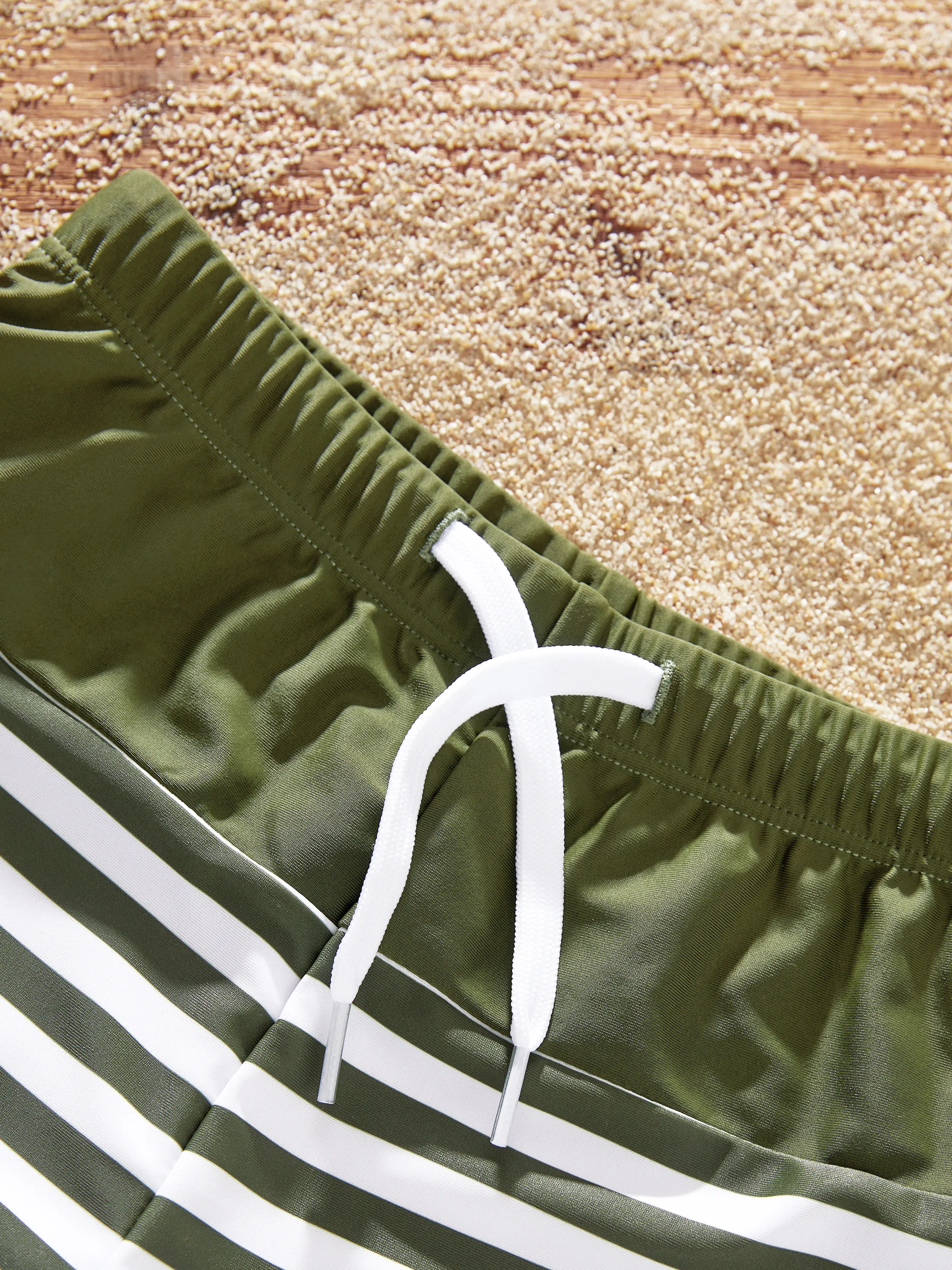 Toddler Boy Colorblock Stripe Swim Trunks Army green - Image 4