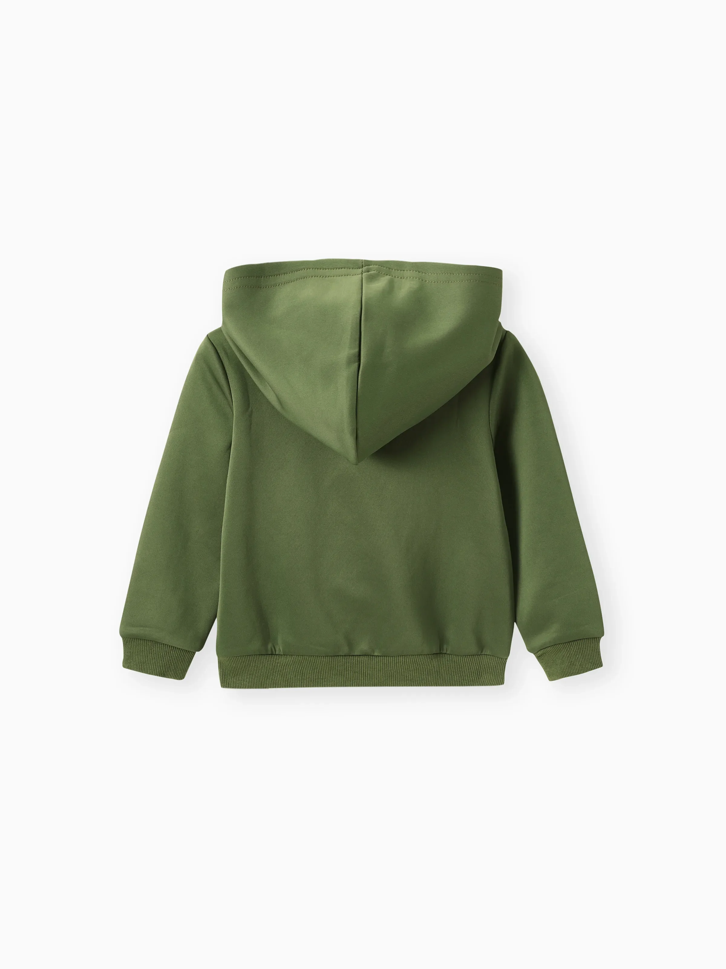 Toddler Boy Face Graphic Textured Solid Color Hoodie Sweatshirts Army green - Image 2