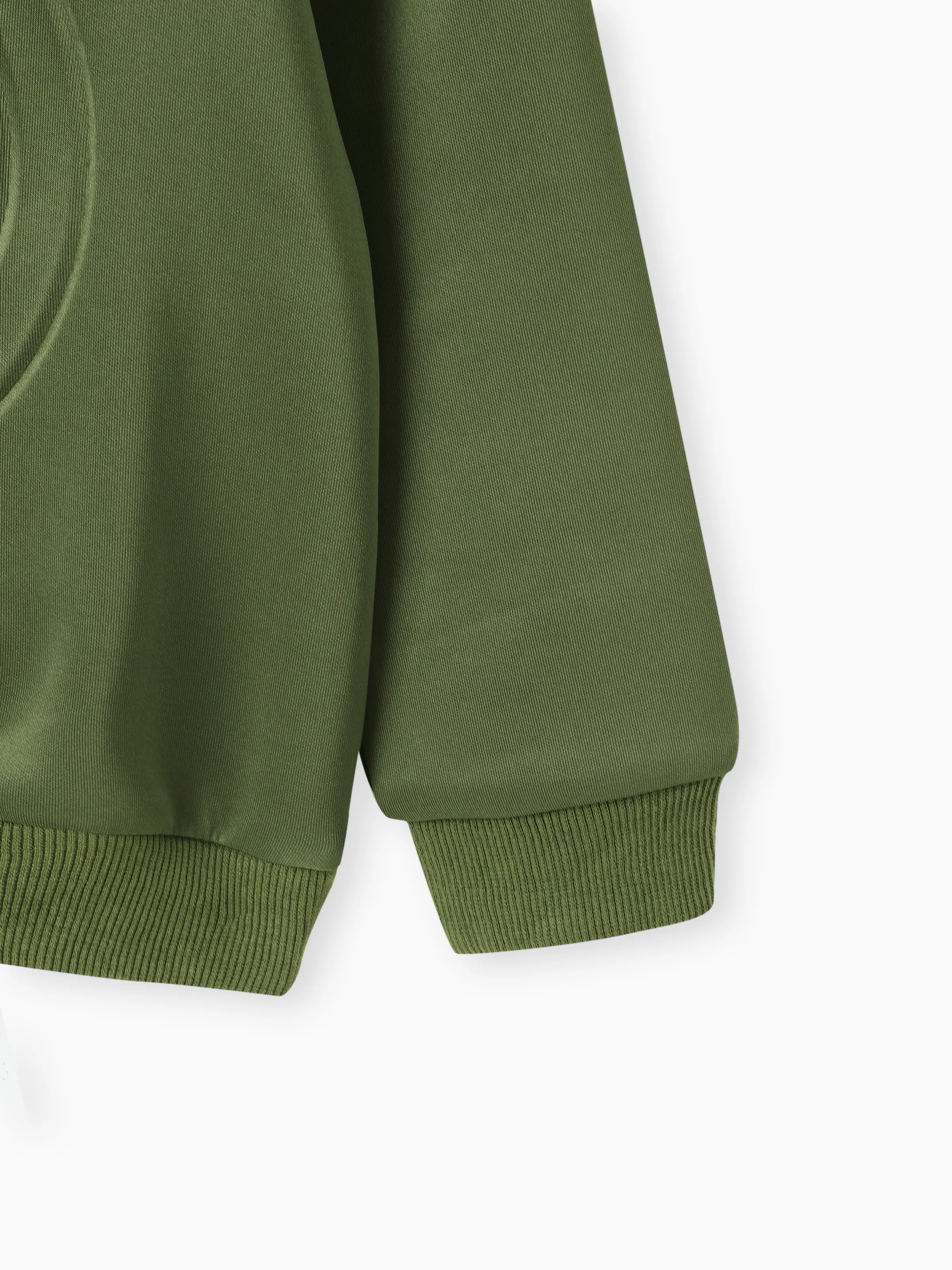 Toddler Boy Face Graphic Textured Solid Color Hoodie Sweatshirts Army green - Image 3