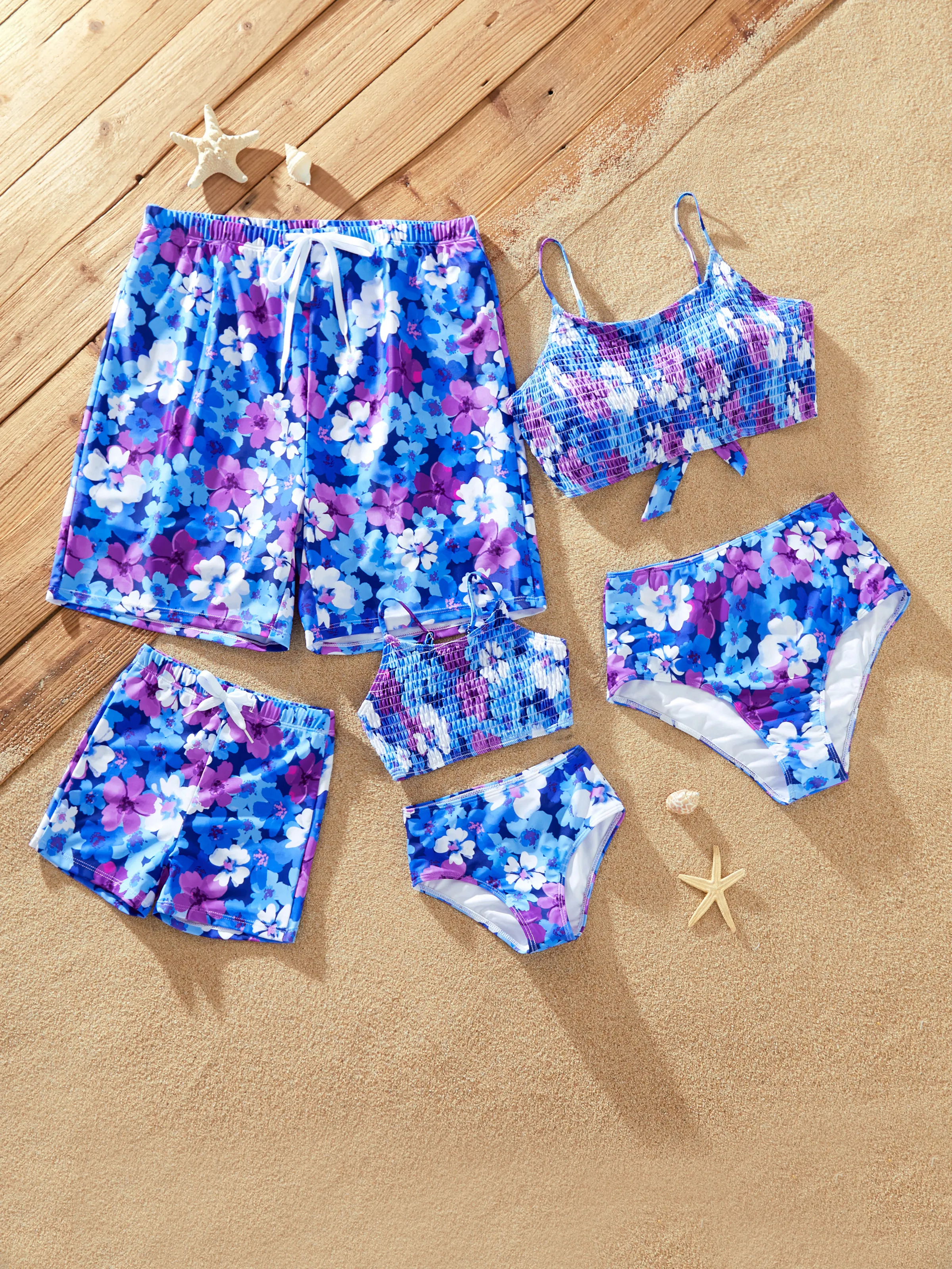 Toddler Boy Flora Swim Trunks Purple - Image 2