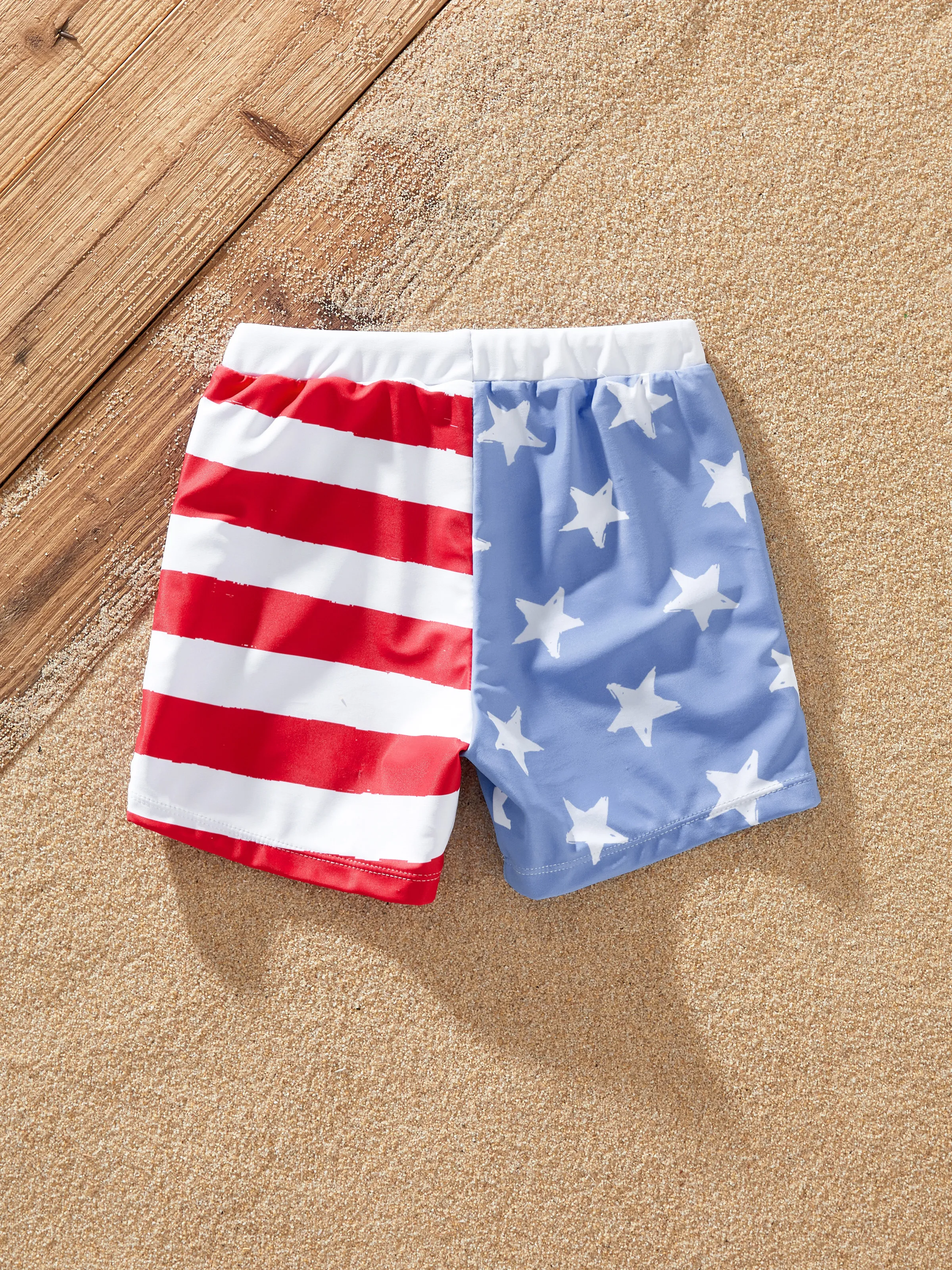 Toddler Boy Independence Day 4th of July Patriotic Swimwear Stars Stripes Board Shorts Blue - Image 3