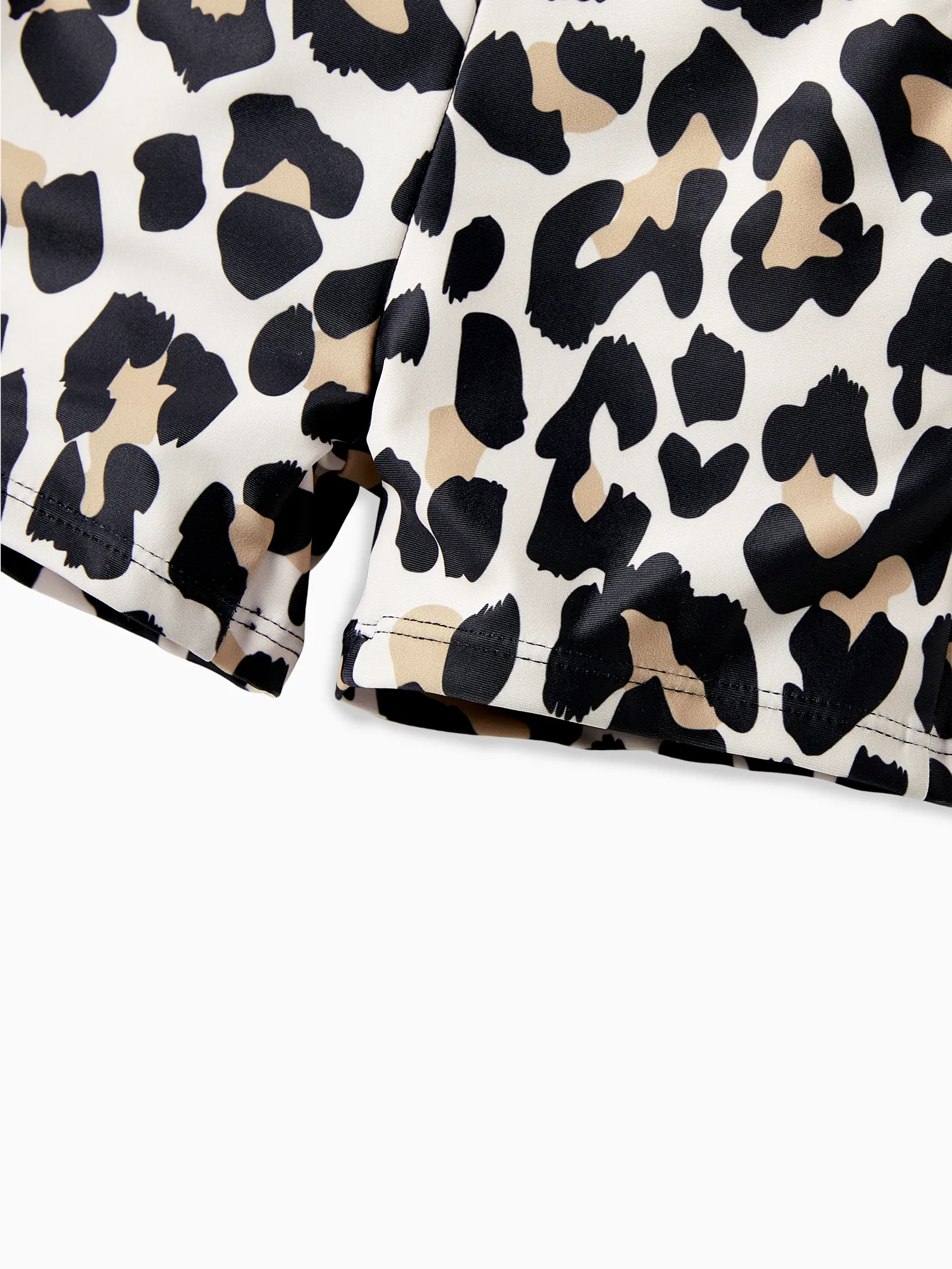 Toddler Boy Leopard Pattern Drawstring Swim Trunks Black - Image 5