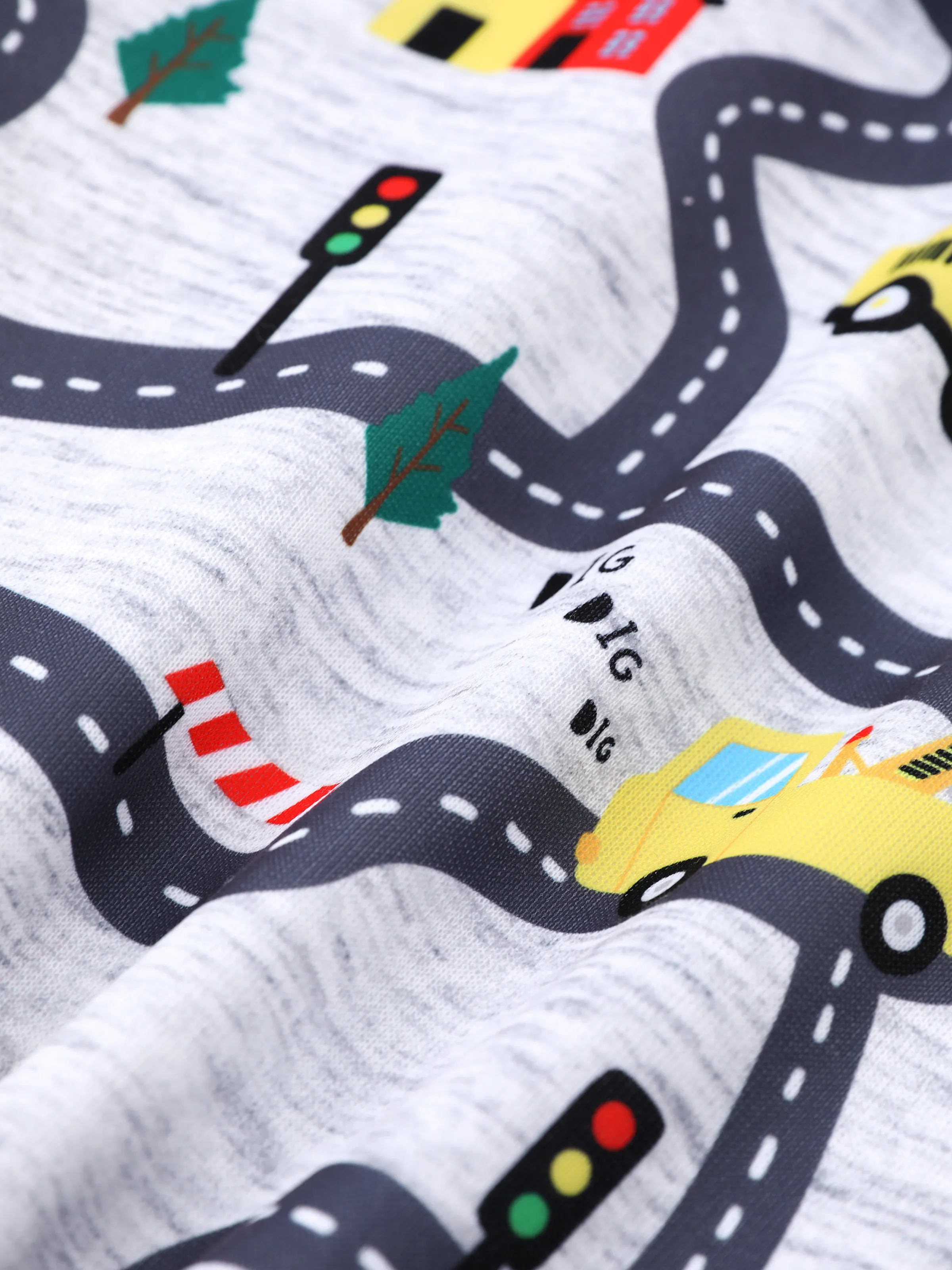 Toddler Boy Road Vehicle Print Hoodie Sweatshirt Light Grey - Image 3