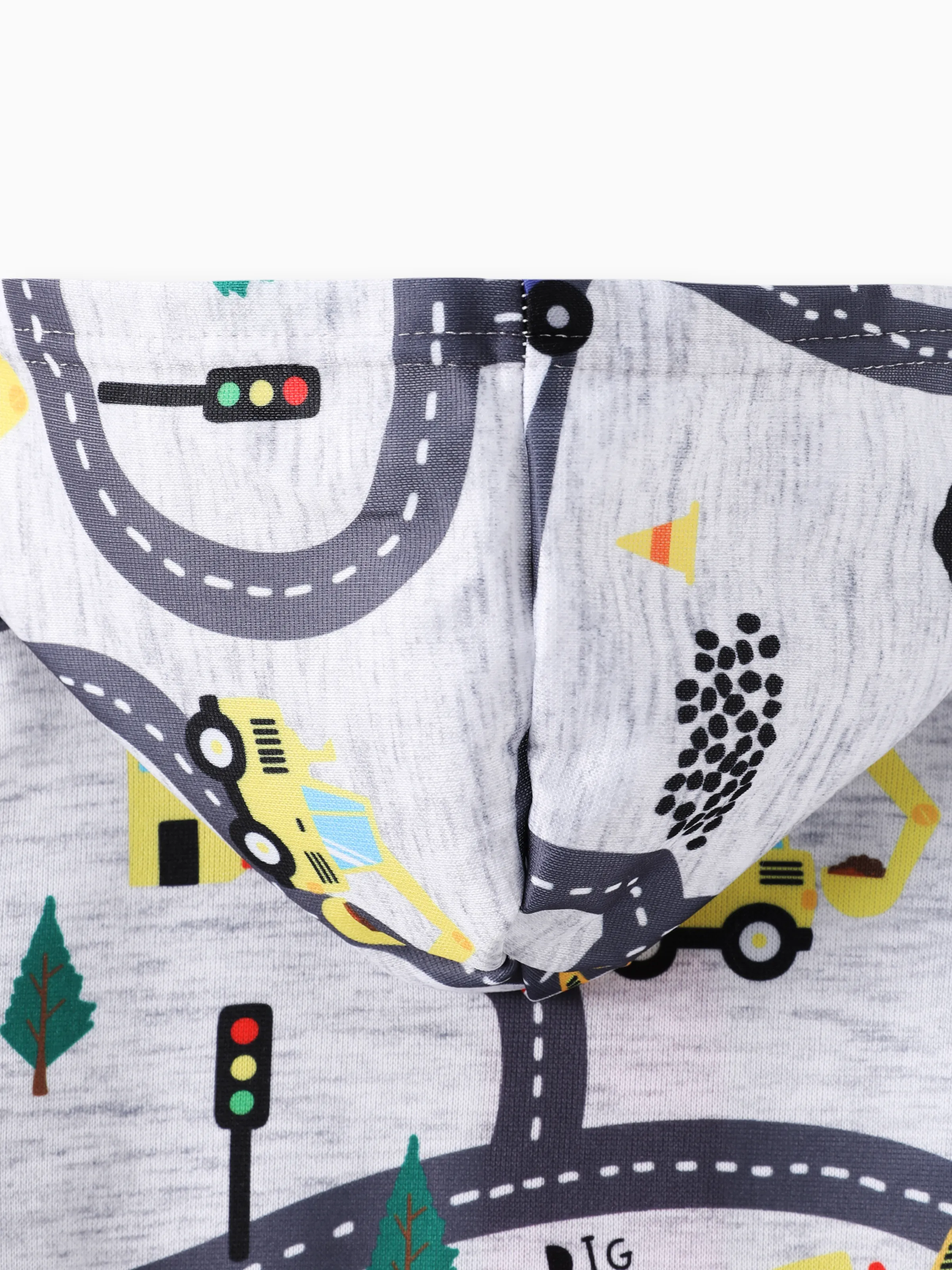 Toddler Boy Road Vehicle Print Hoodie Sweatshirt Light Grey - Image 9