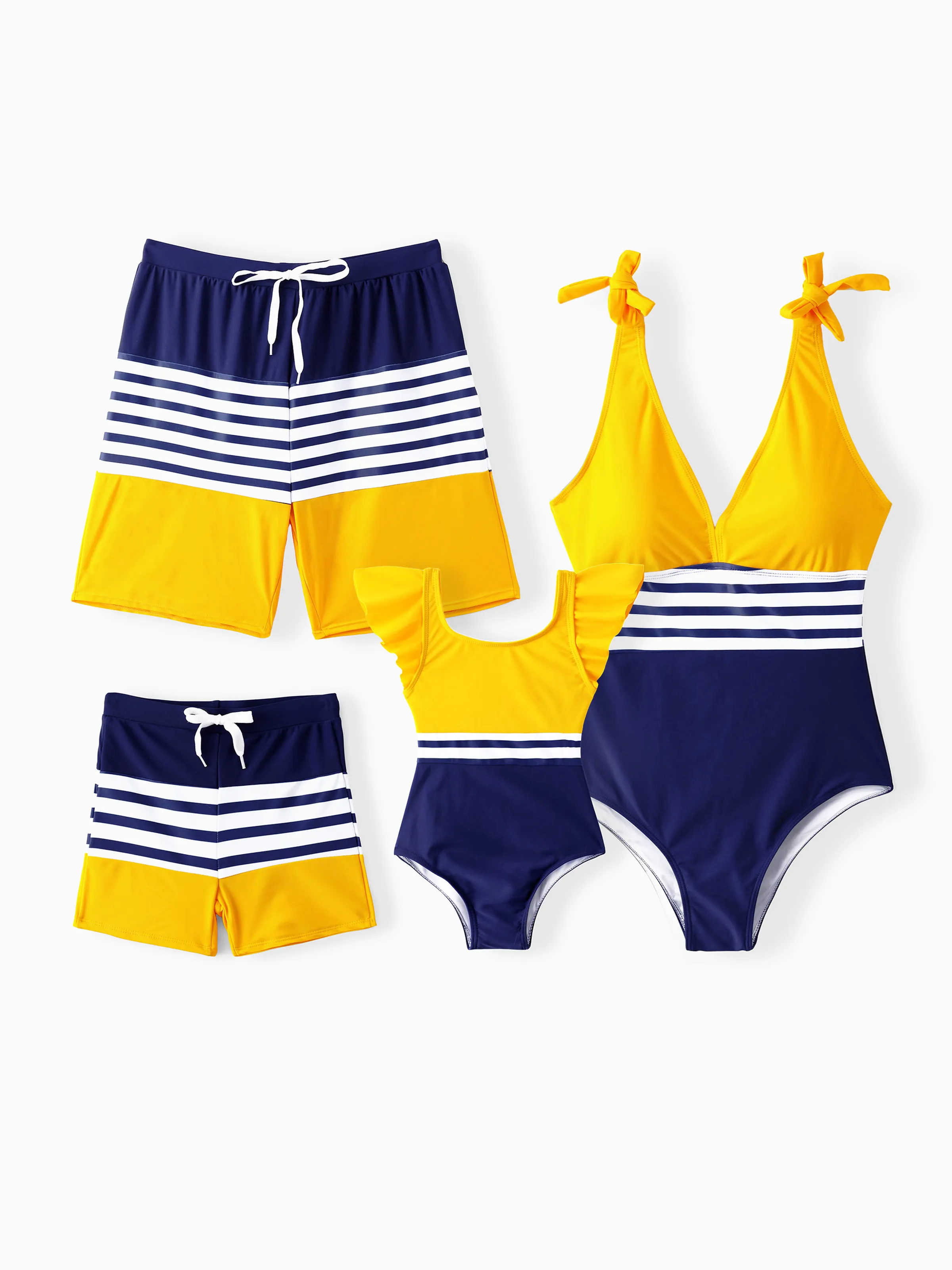 Toddler Boy Stripe & Colorblock Spliced Swim Trunks Shorts ColorBlock - Image 2