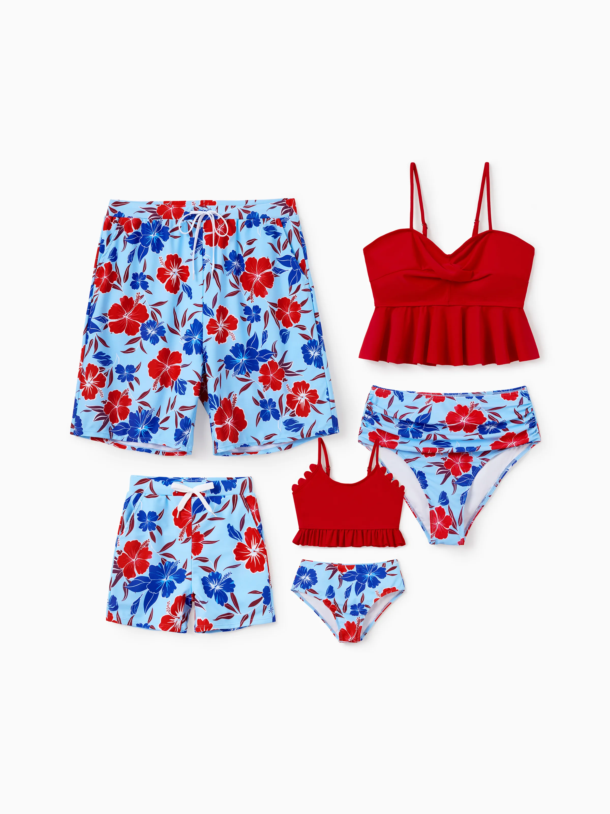 Toddler Boy Swimwear Floral Swim Trunks Set for Boys, Perfect for Summer Beach Days & Pool Parties Red - Image 2