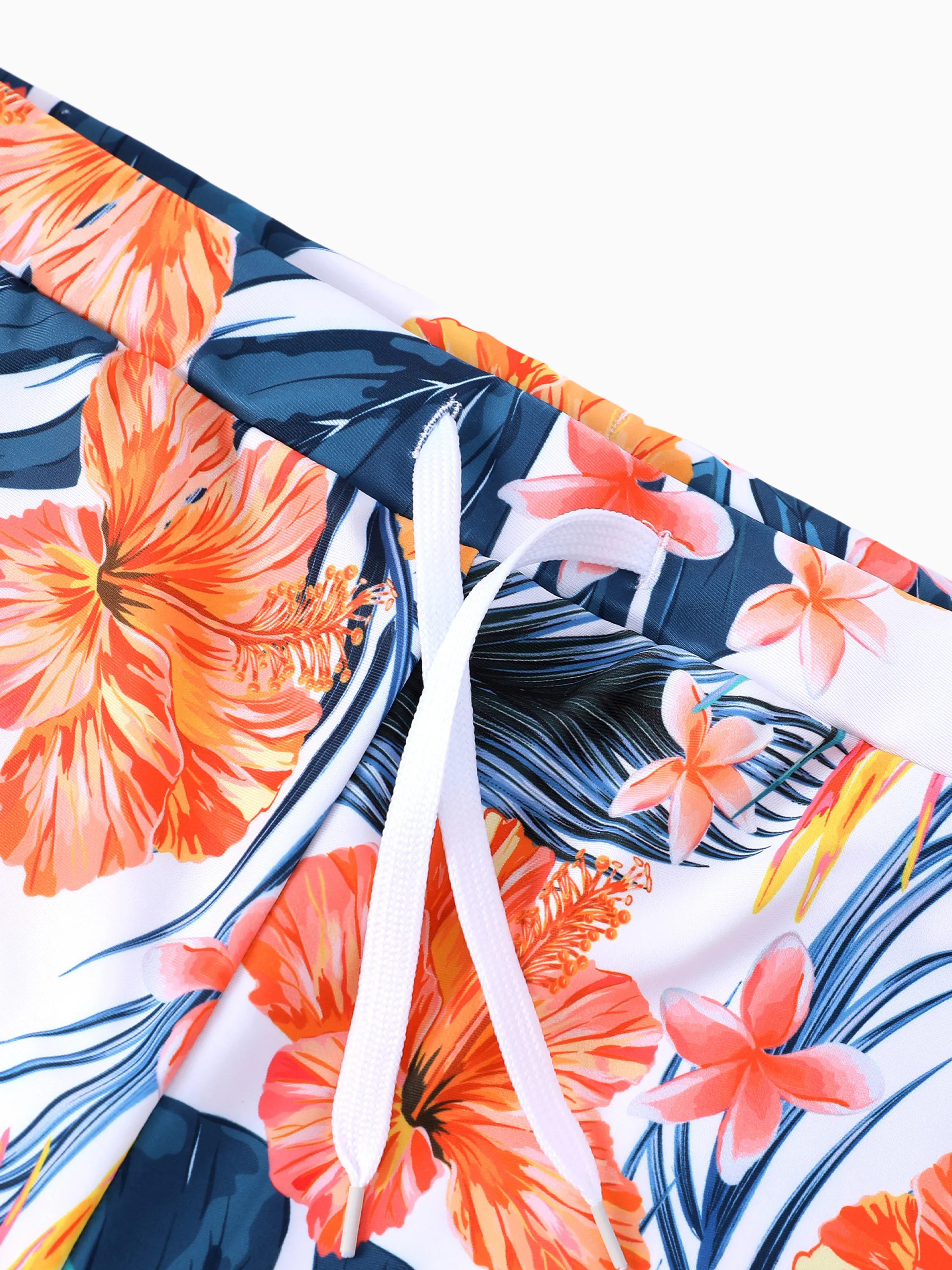 Toddler Boy Swimwear Tropical Floral Board Shorts for boys, Bright Summer Beach Outfits Orange - Image 4