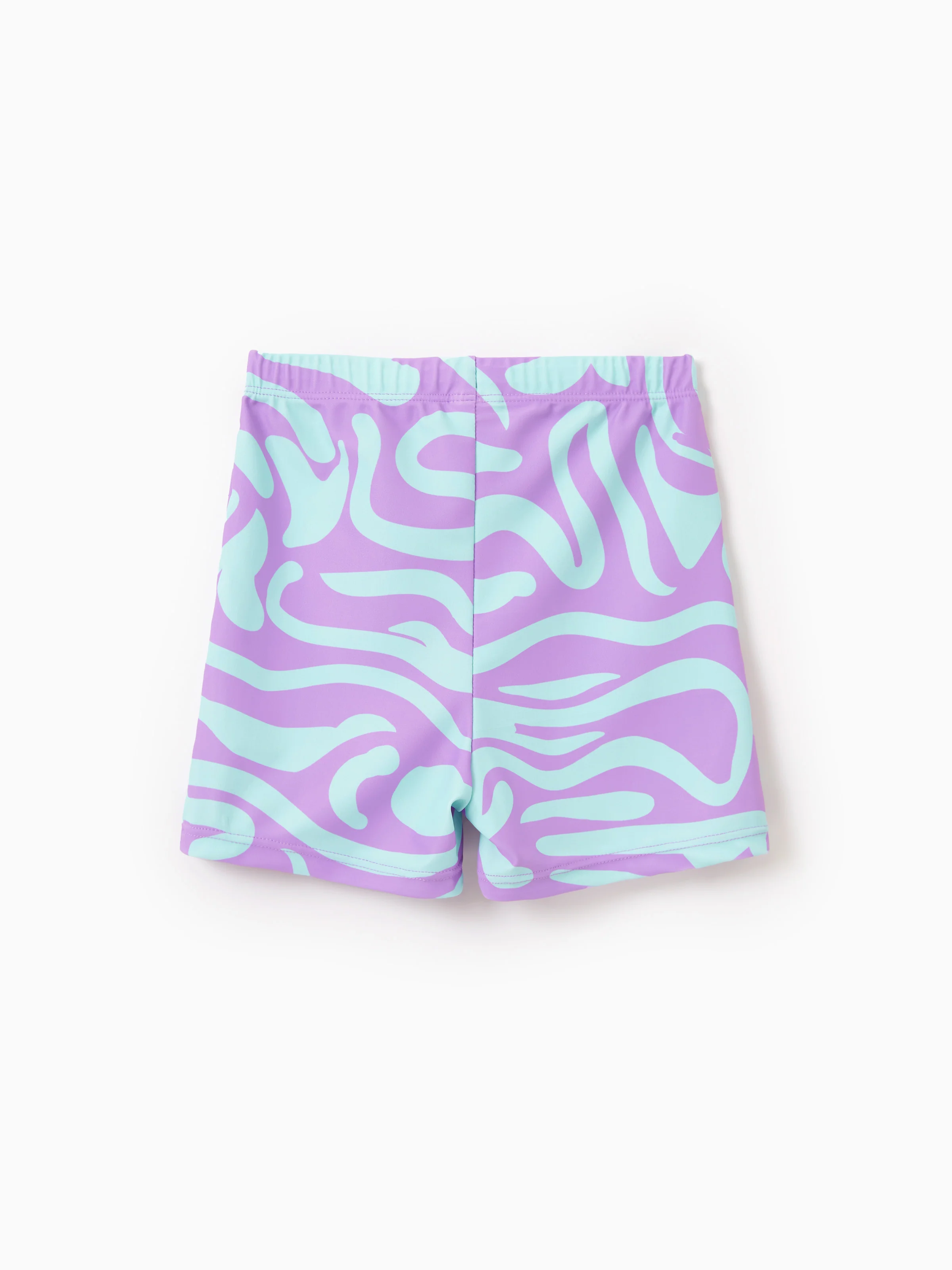 Family Matching Trendy Purple & Blue Wave Print Swim Trunks or Midriff Cutout One-Piece Swimsuit Purple - Image 12