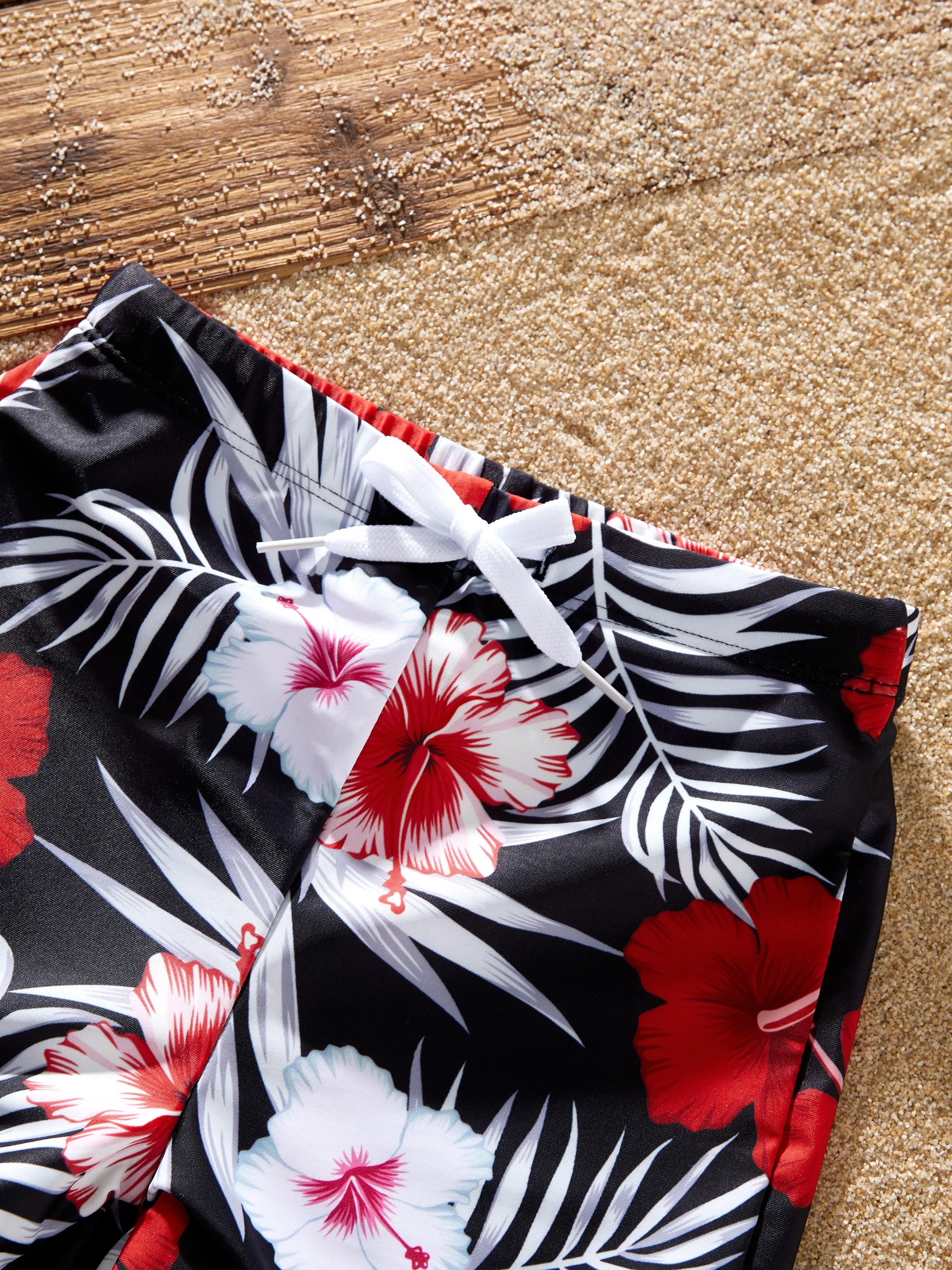 Toddler Boy Tropical Floral Swim Trunk Black - Image 6