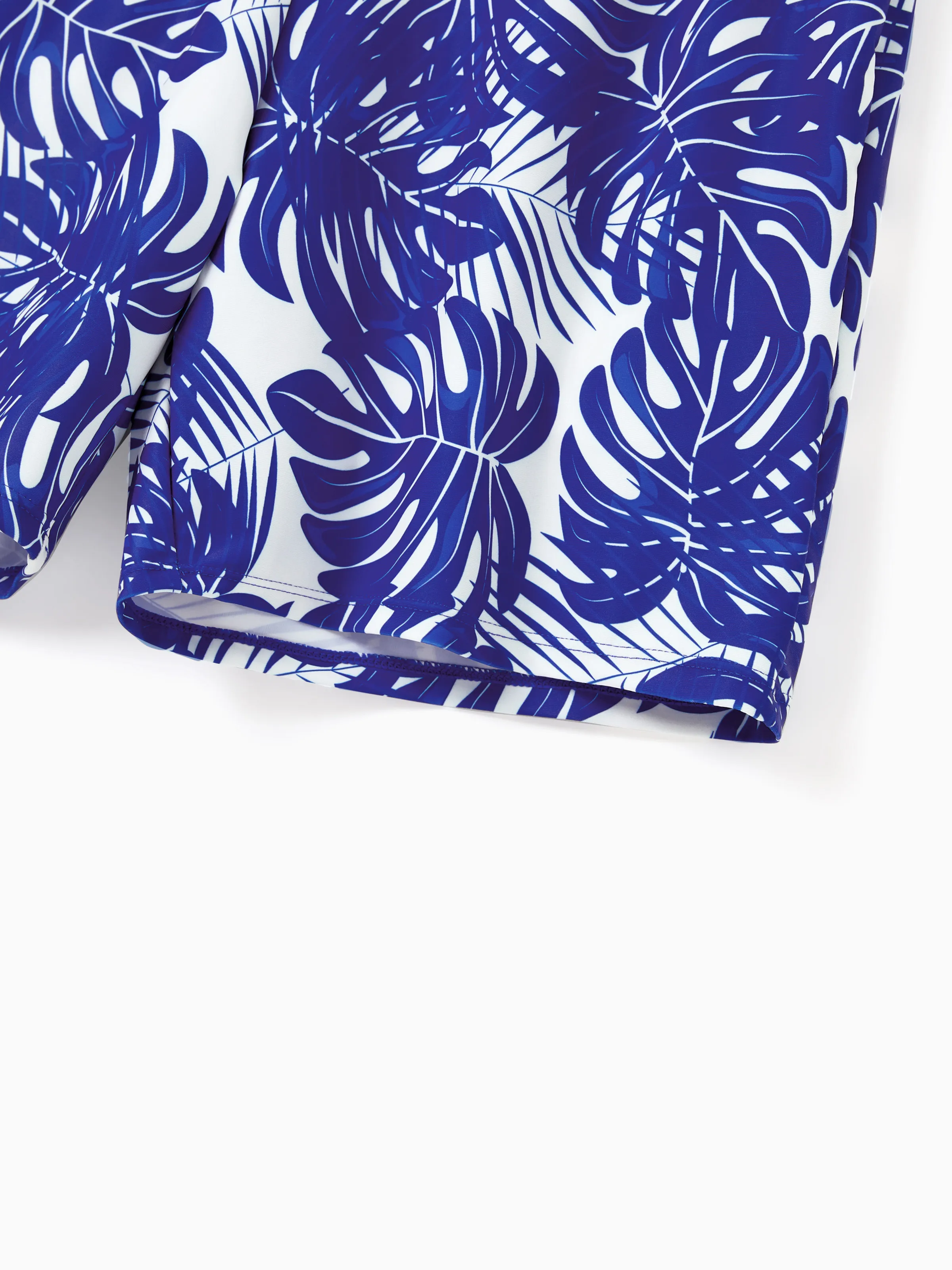 Toddler Boy Tropical Leaf Print Swim Trunks Blue - Image 4