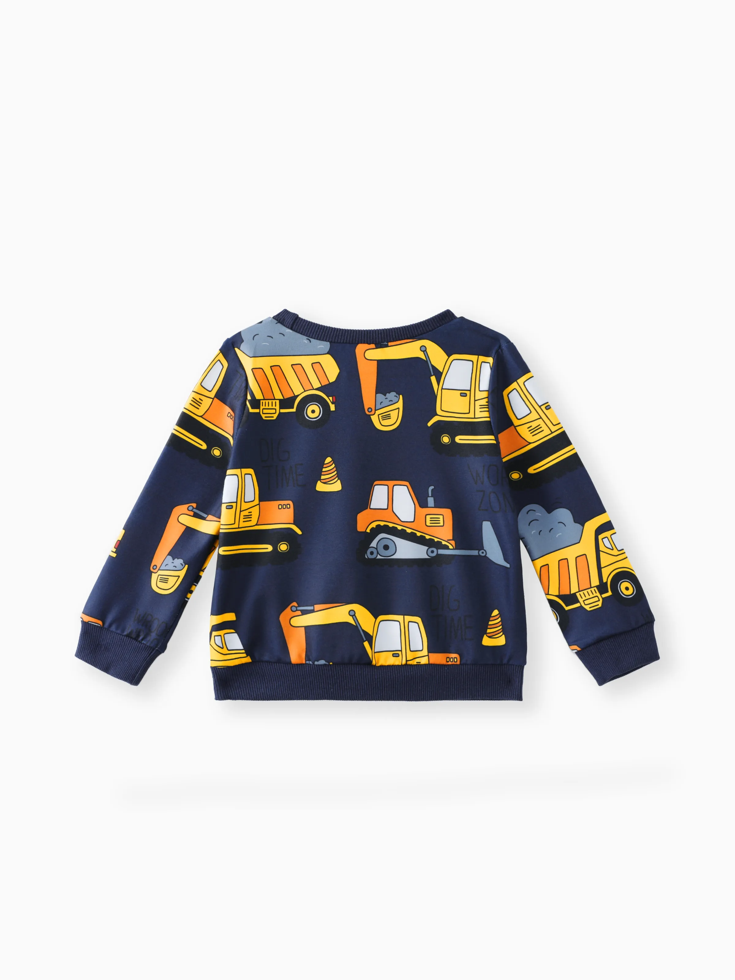 Toddler Boy Vehicle Excavator Print Pullover Sweatshirt royalblue - Image 2