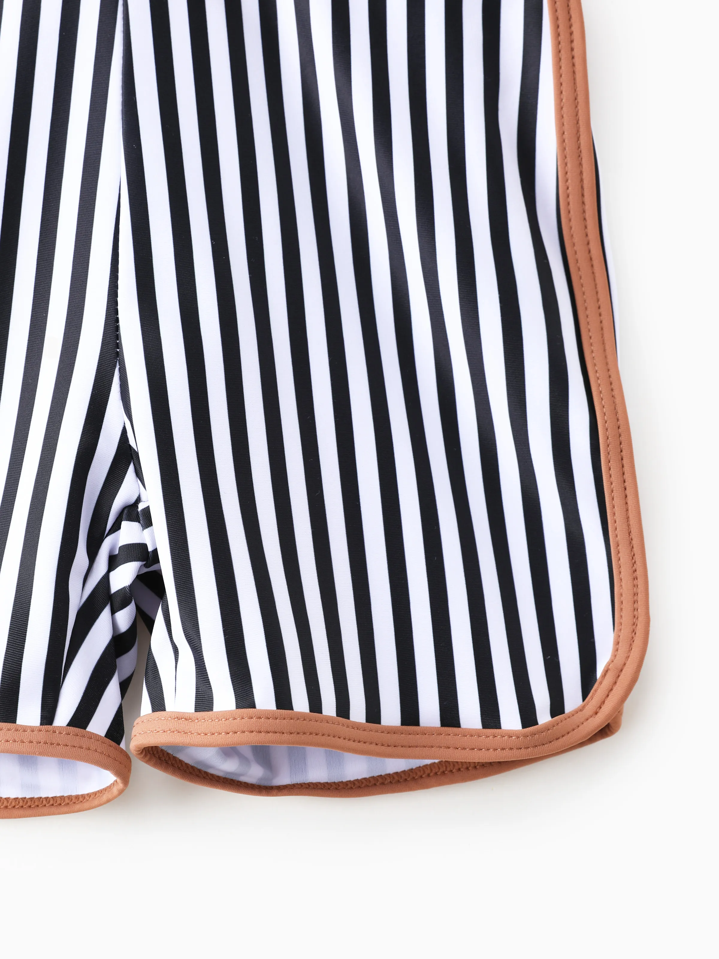 Toddler Boy Vertical Stripe Drawstring Swim Drunks Khaki - Image 5