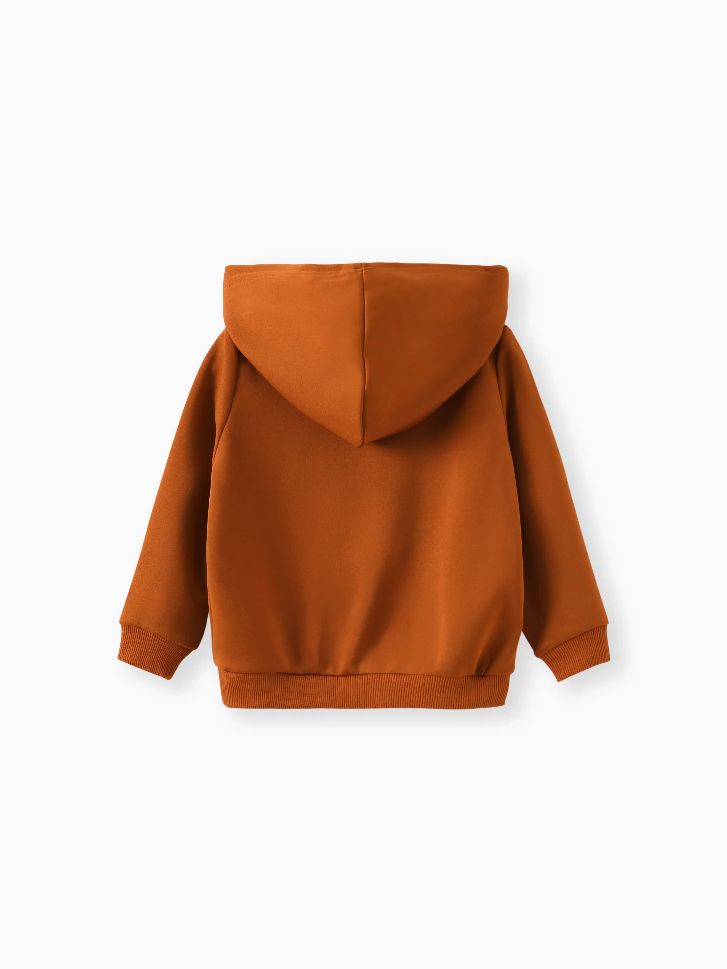 Toddler Boy/Girl Face Graphic Textured Solid Color Hoodie Sweatshirts Brown - Image 3