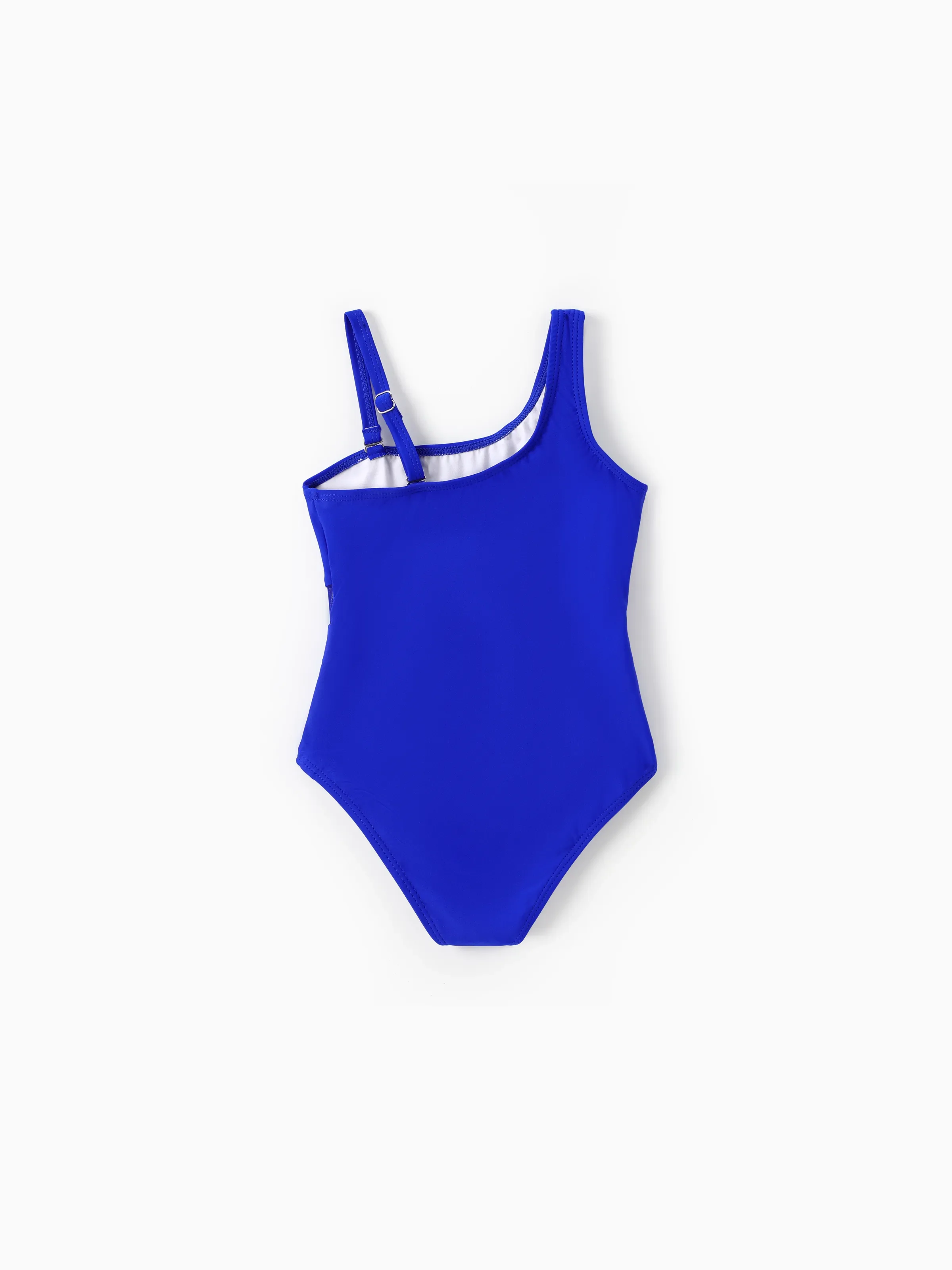 Toddler Girl Blue Drawstring Blue One-Piece Strap Swimsuit Blue - Image 3
